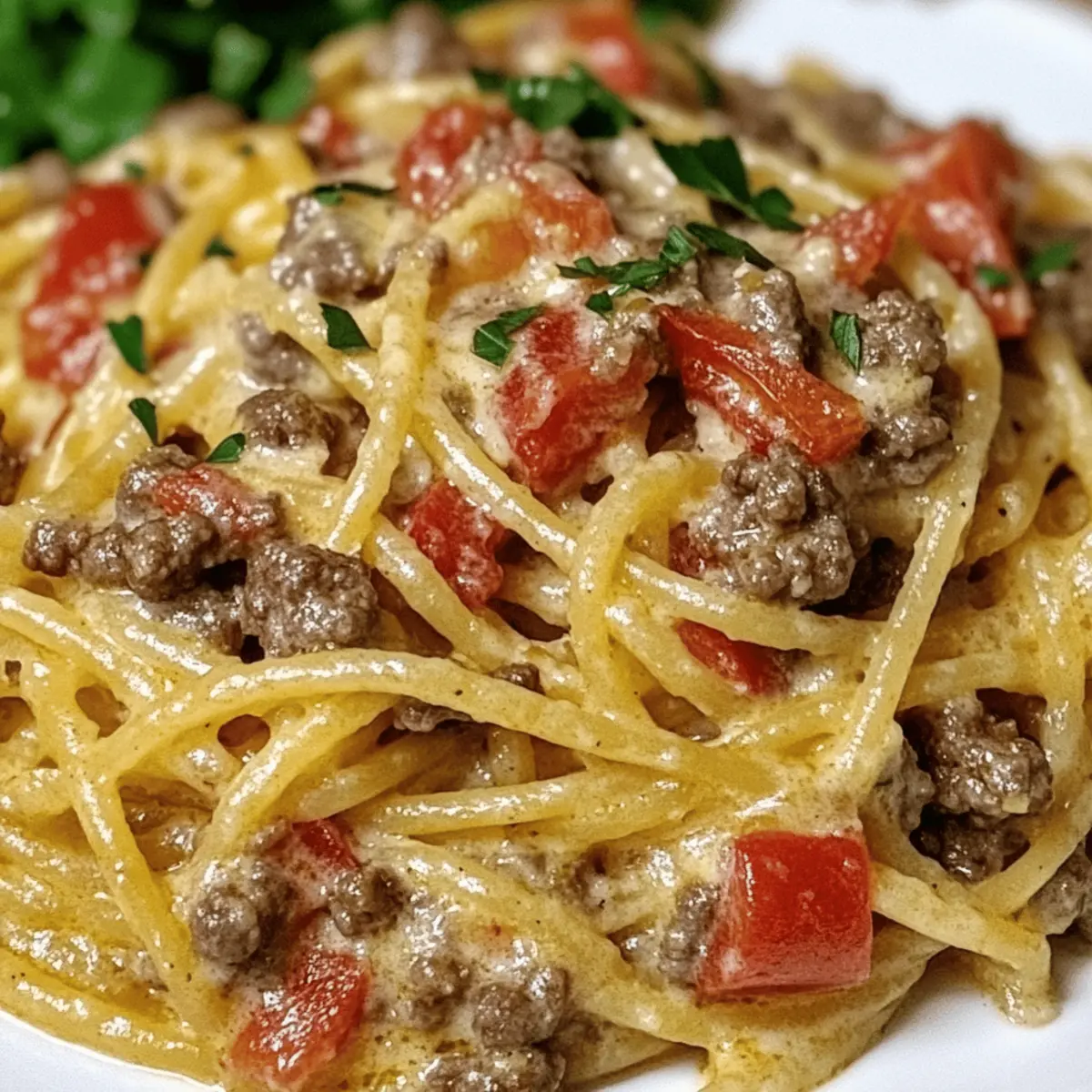 Creamy Italian Spaghetti & Ground Beef One Pot Meal