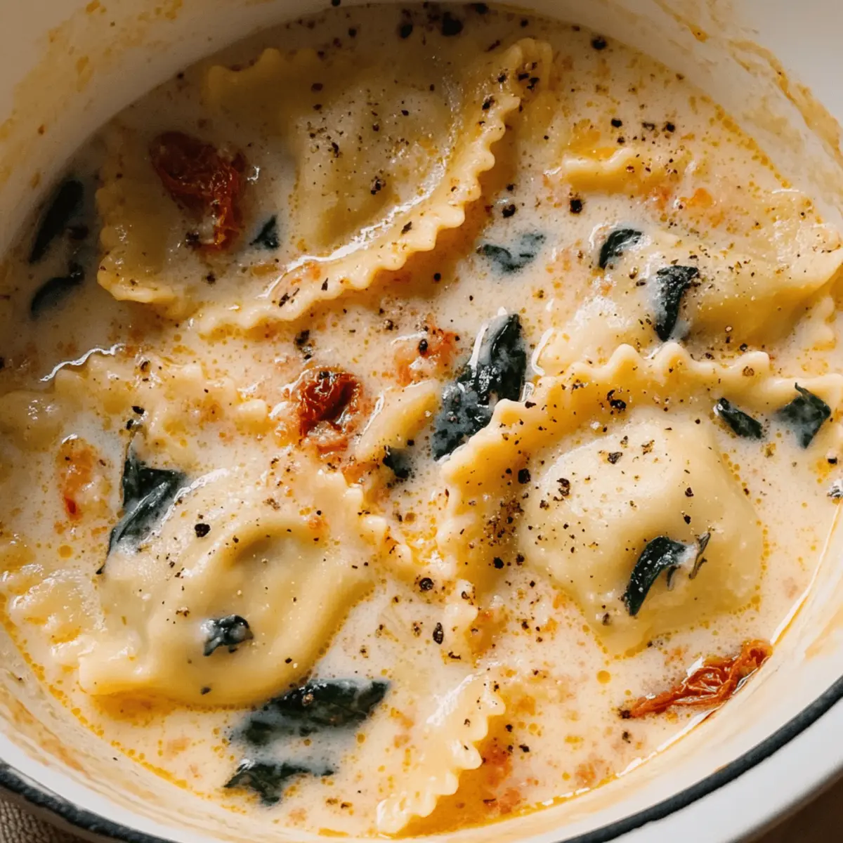 Creamy Tuscan Ravioli Soup