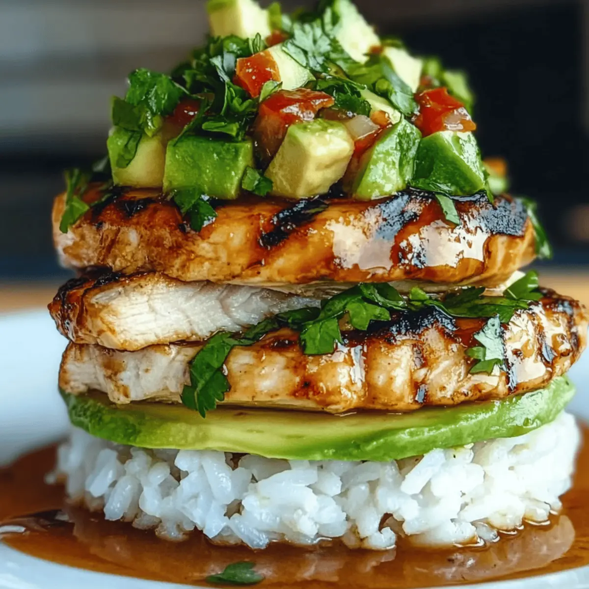 Honey Lime Chicken & Avocado Rice Stack