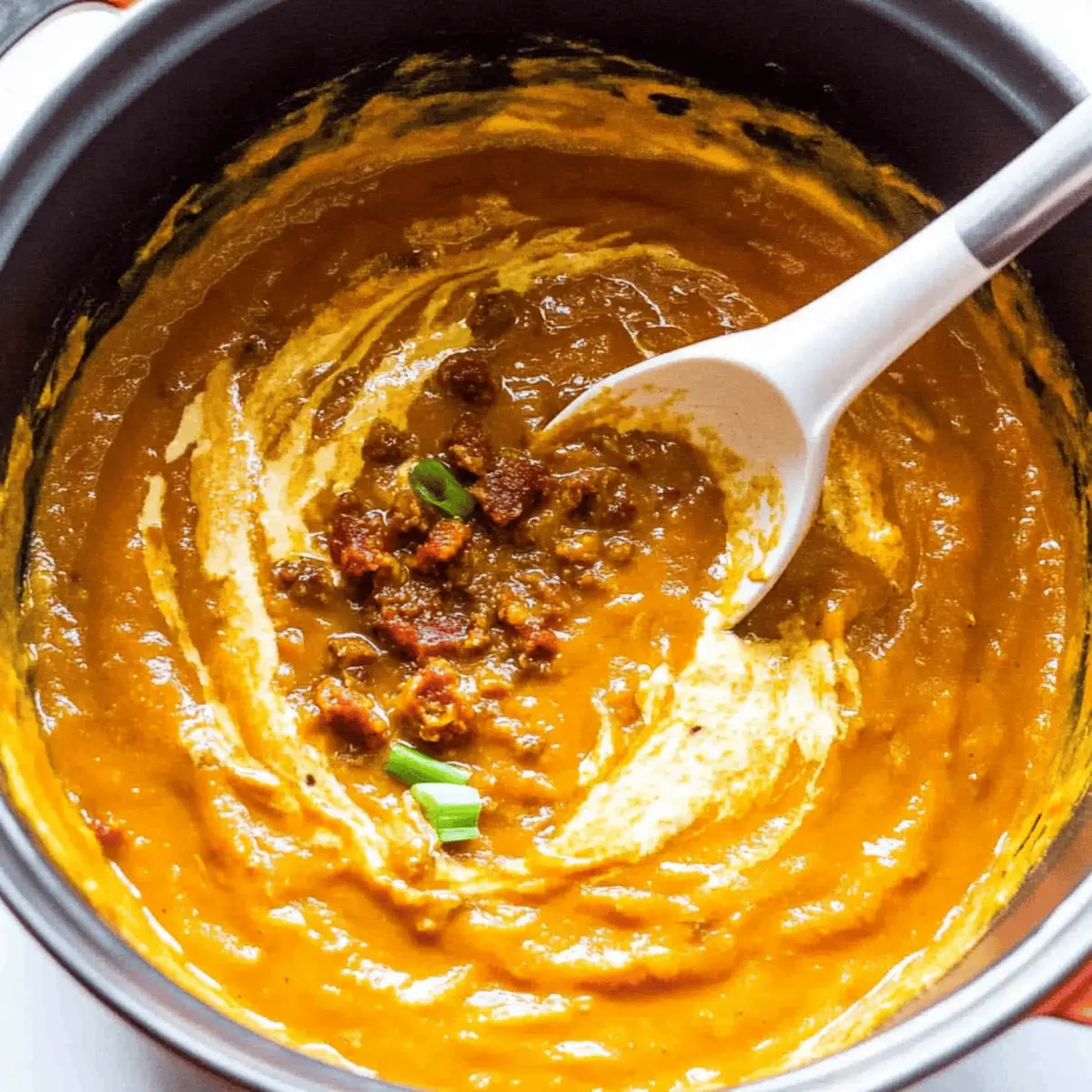 Spicy chorizo pumpkin soup