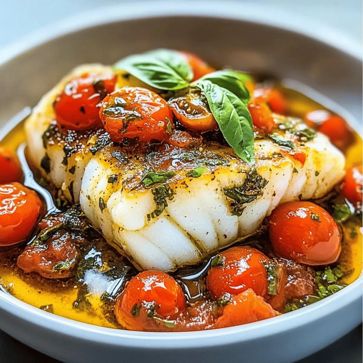 Succulent Cod in White Wine Tomato Basil Sauce