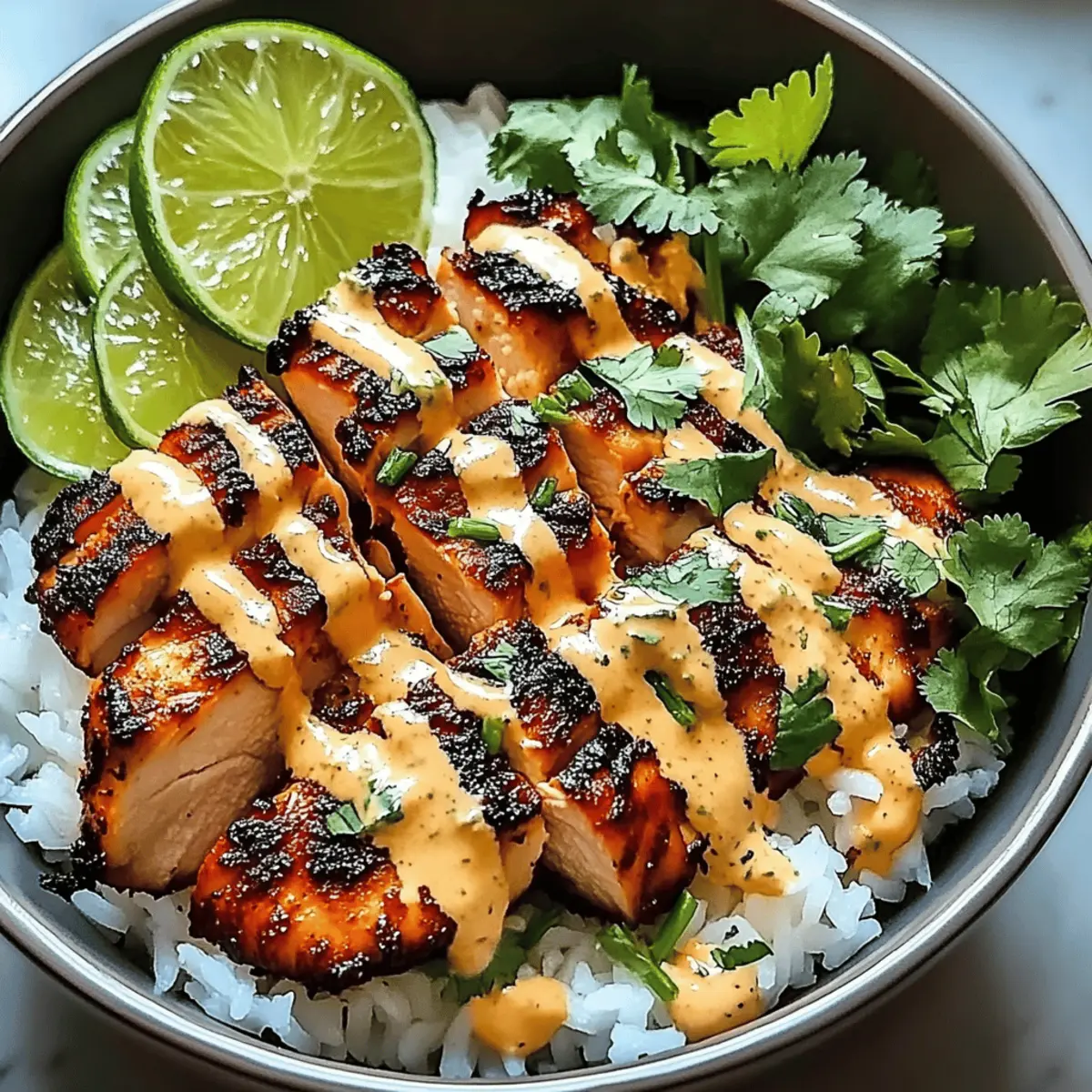 Sweet Chili Chicken Bowl with Coconut Lime Drizzle