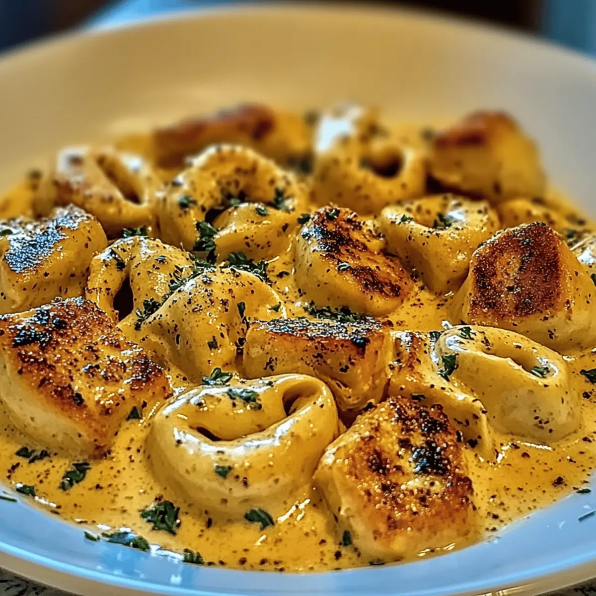 Cajun Chicken Tortellini with Garlic Sauce