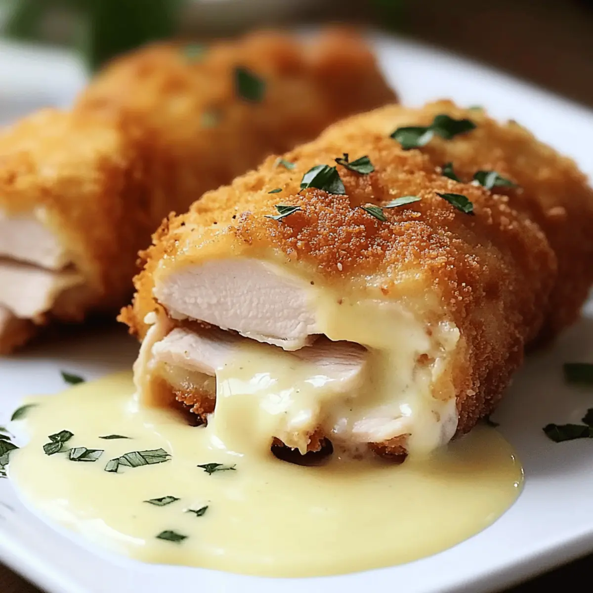 Chicken Cordon Bleu with Swiss Cheese Sauce