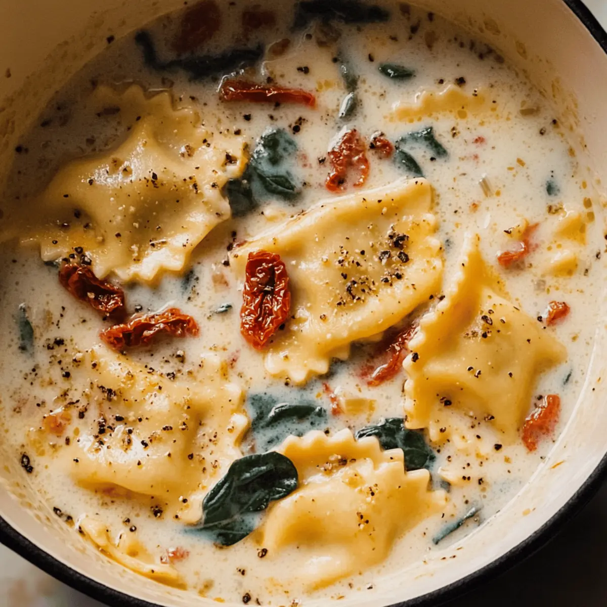 Creamy Tuscan Ravioli Soup