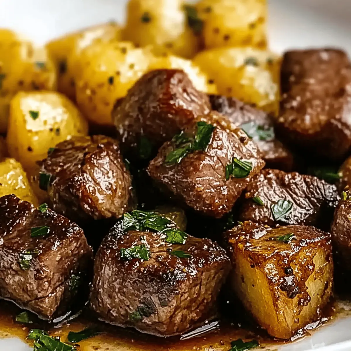 Garlic Butter Steak Bites and Potatoes