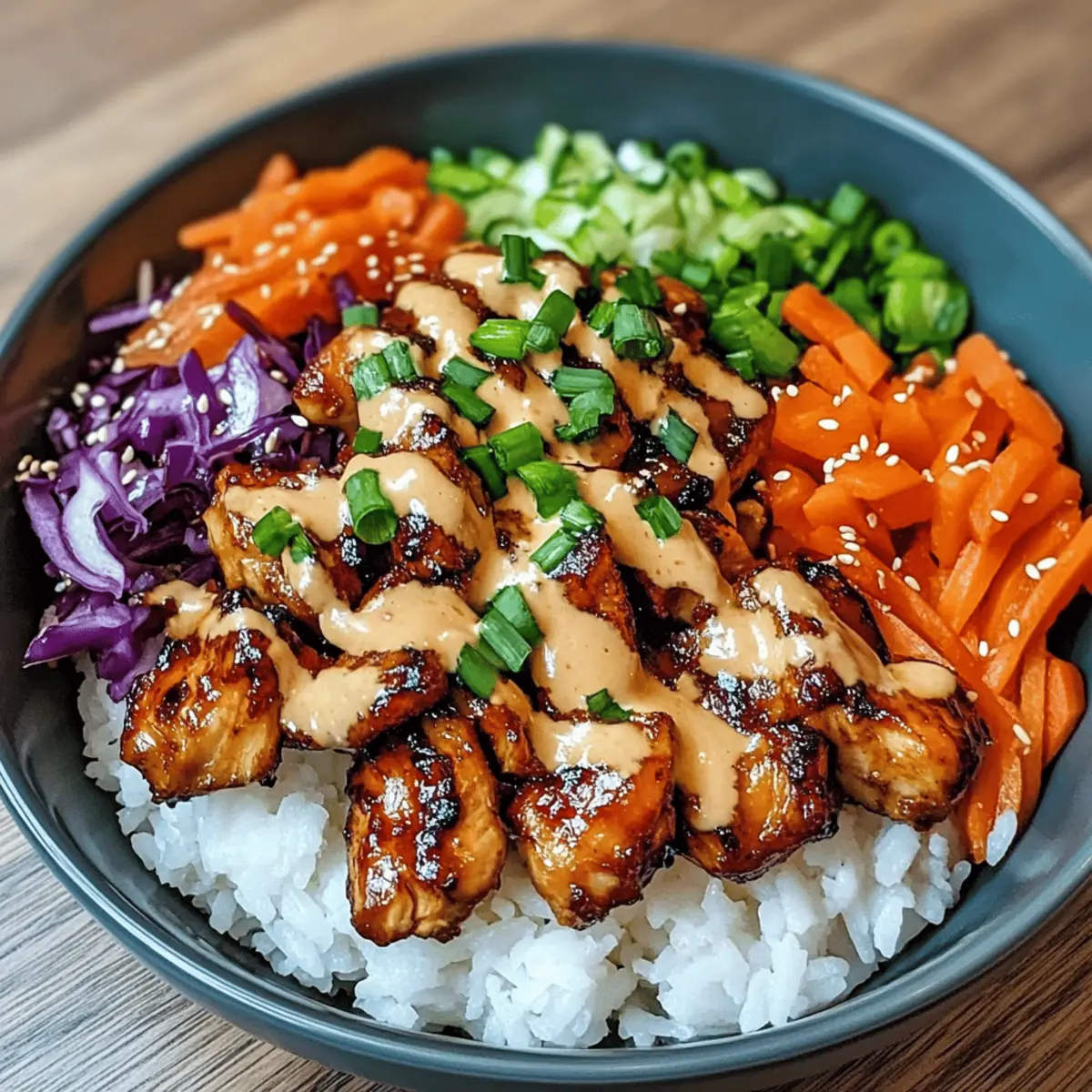 Korean BBQ Chicken Bowls with Gochujang Cream Sauce