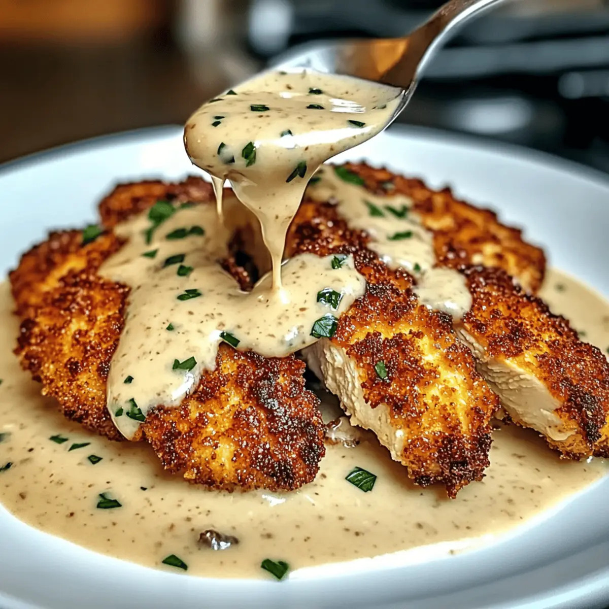 Parmesan Crusted Chicken with Creamy Garlic Sauce