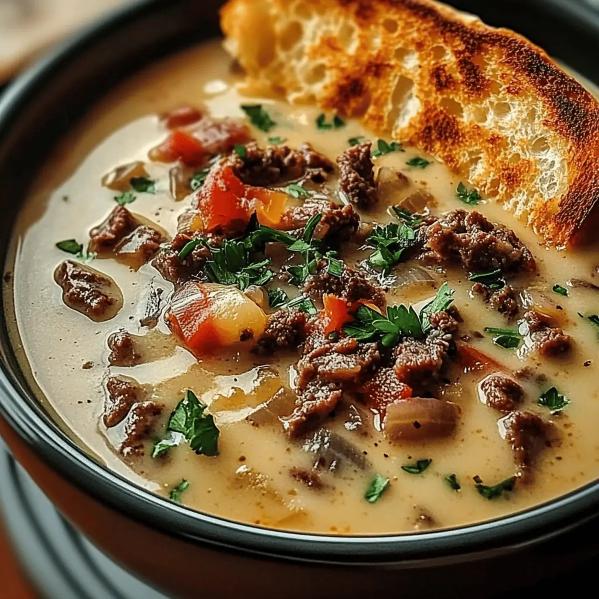 Philly Cheesesteak Soup