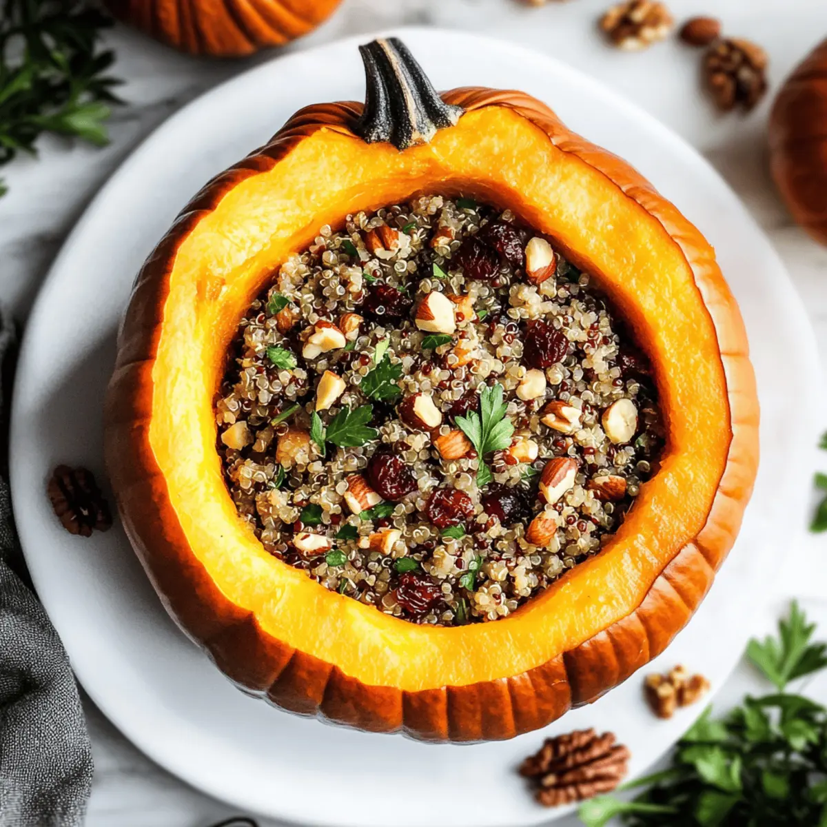 Pumpkin Stuffed with Wild Rice and Sausage