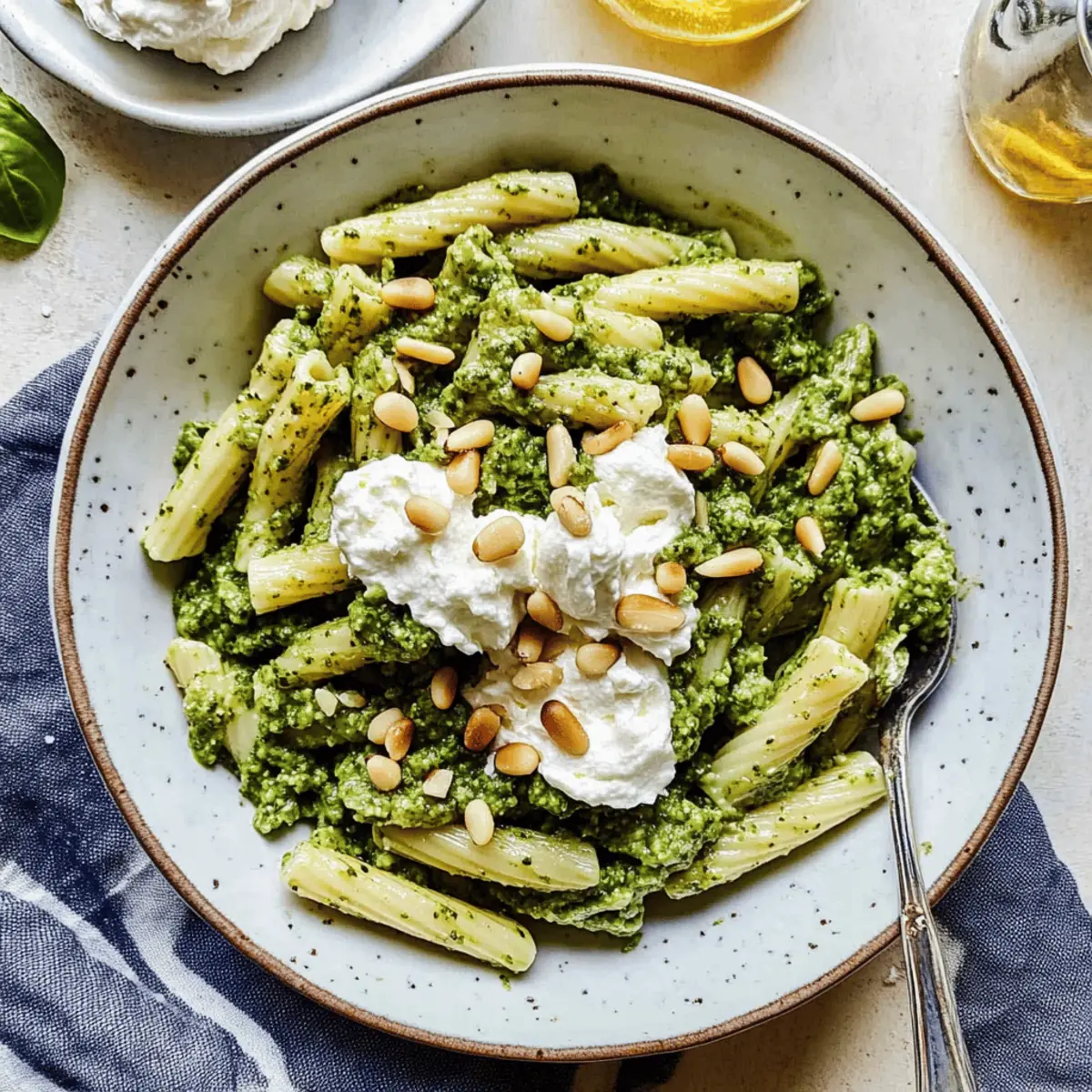 Restaurant-Worthy Pesto Pasta with Whipped Ricotta