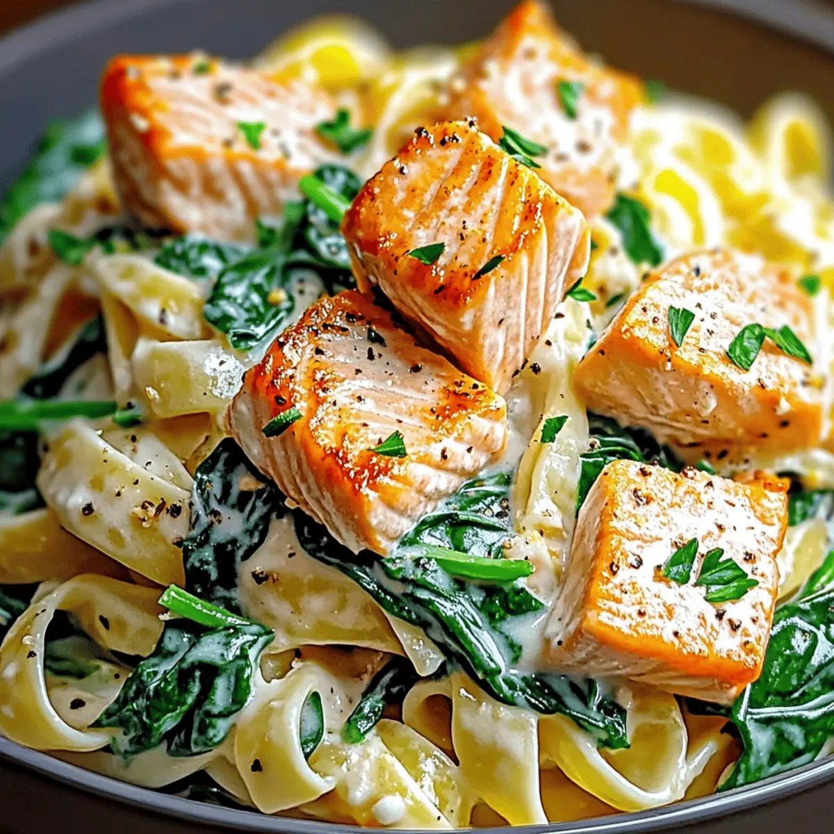 Salmon Spinach Pasta Dish