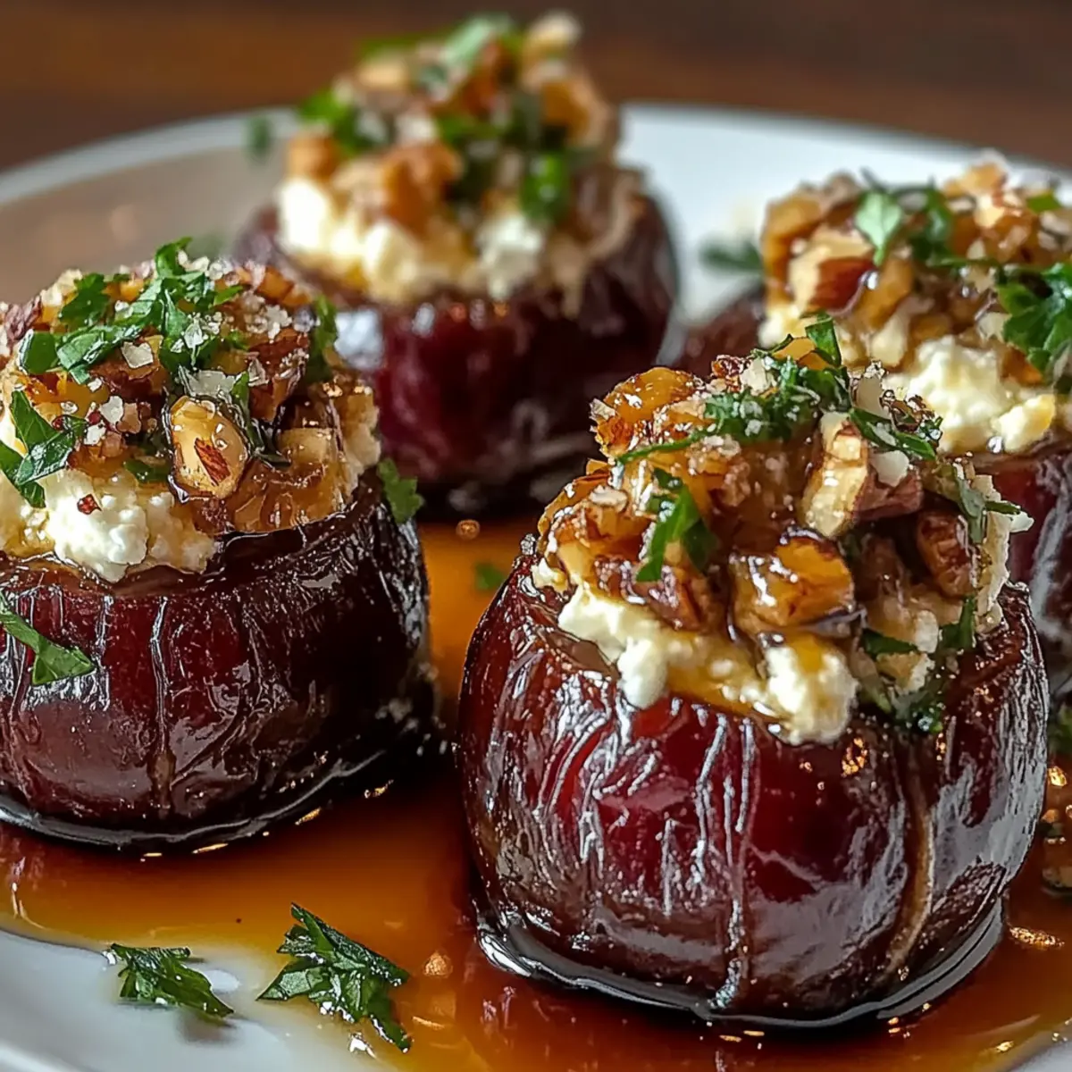Feta-Parmesan Stuffed Dates with Honey-Walnut Crunch