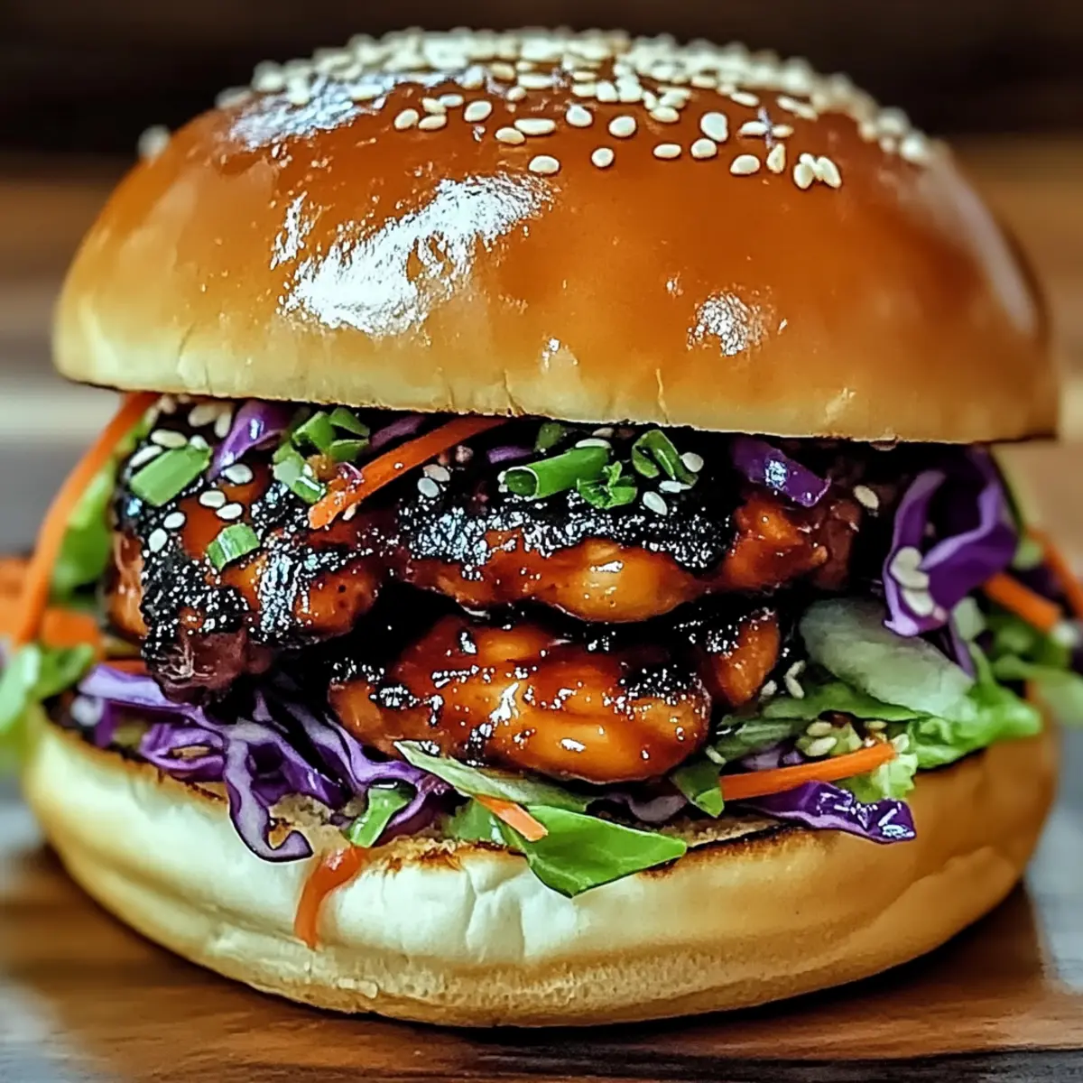 Savory Korean BBQ Chicken Sandwich with Crunchy Slaw