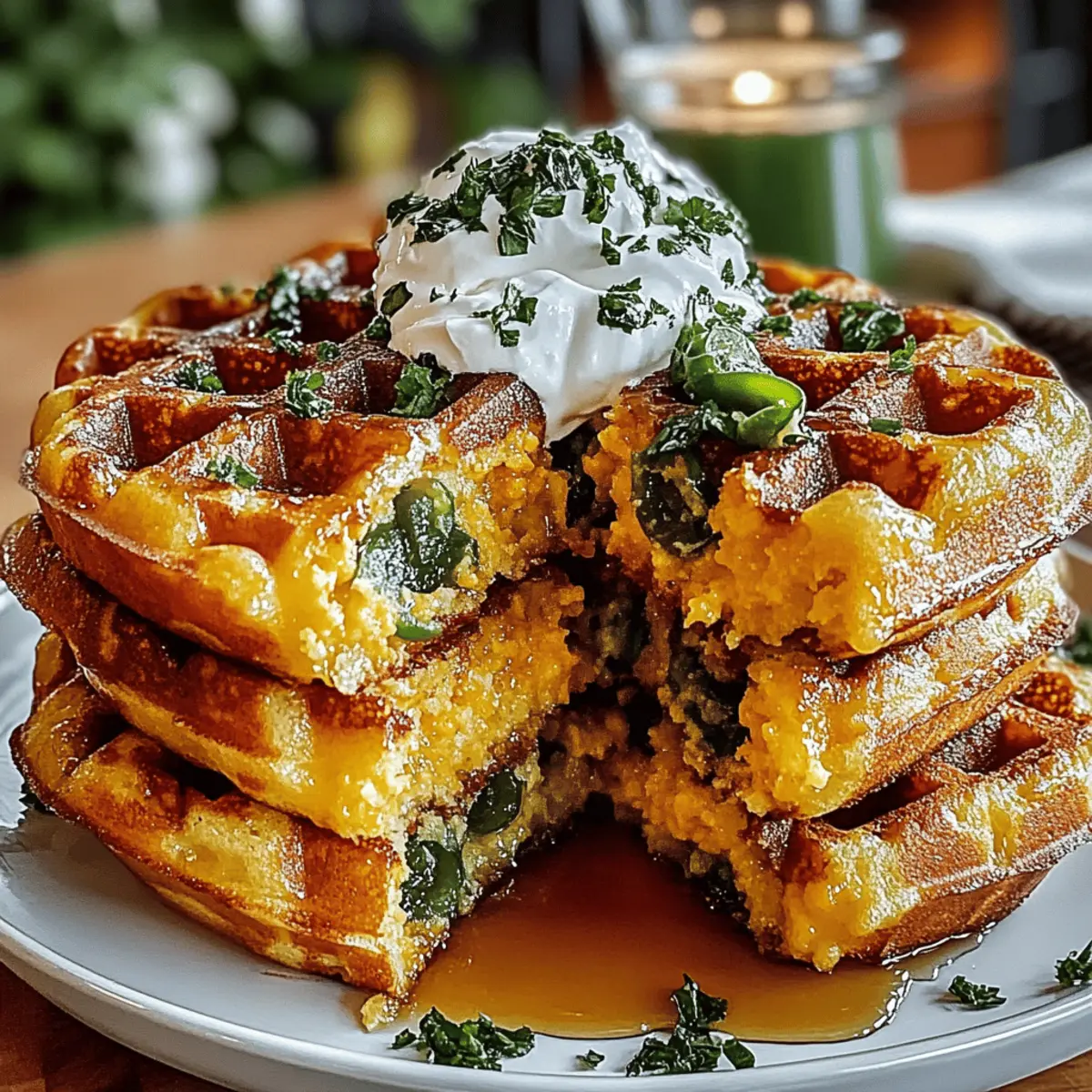 Cheddar Jalapeño Cornbread Waffles