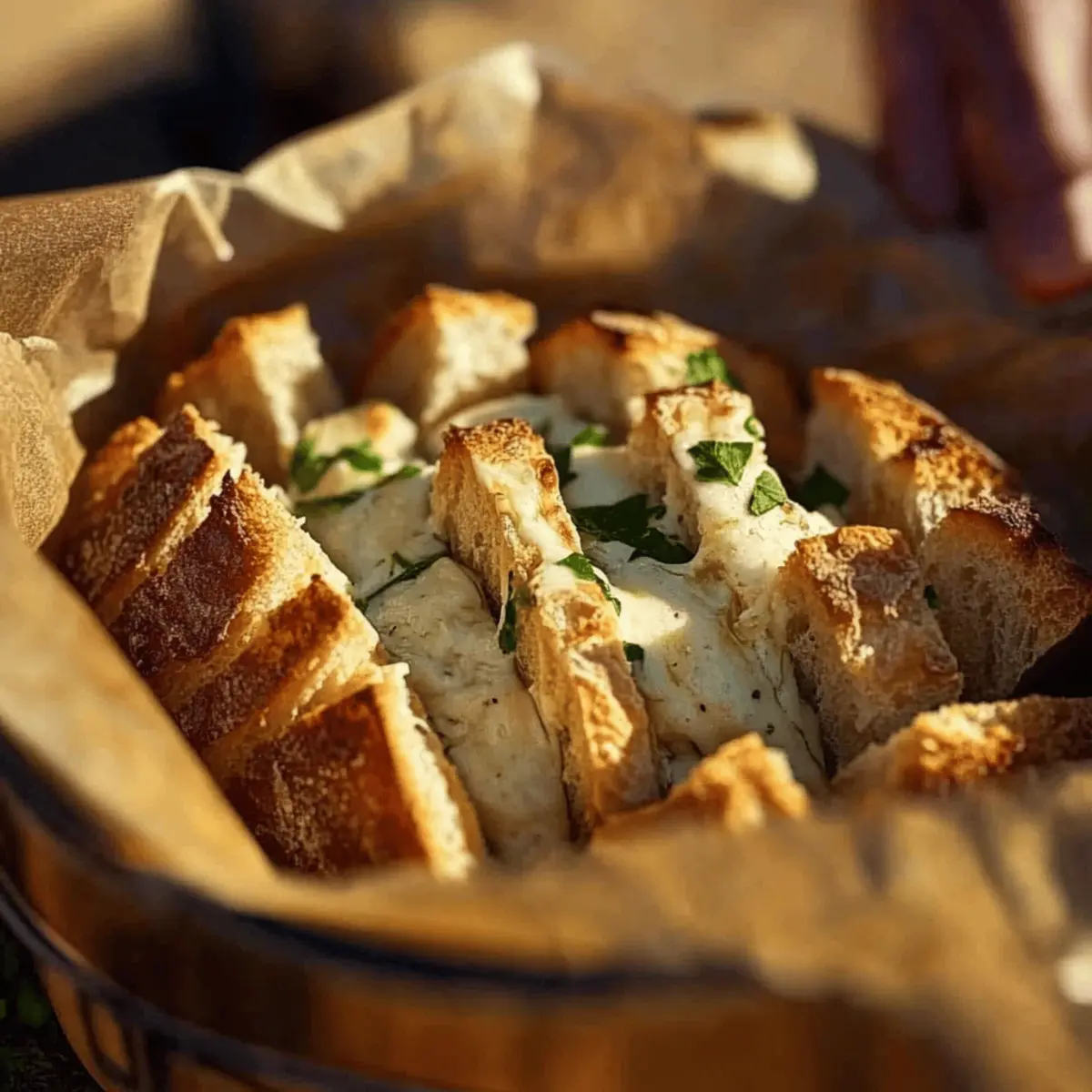 Dutch Oven Cheesy Pull Apart Garlic Bread
