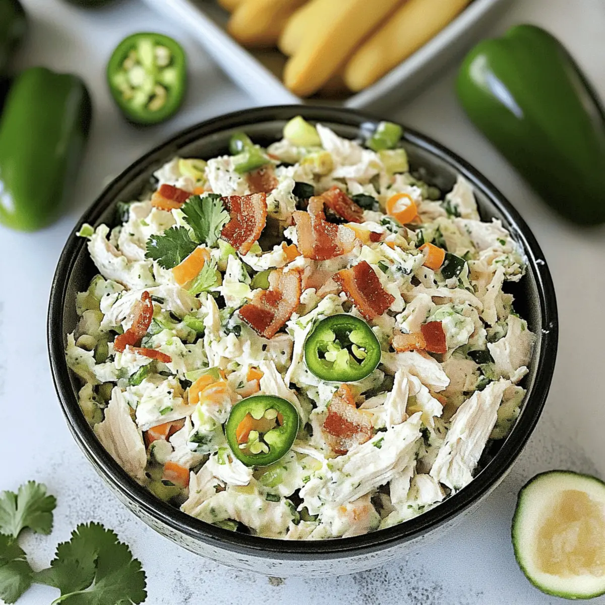 Keto Jalapeno Popper Cottage Cheese Chicken Salad