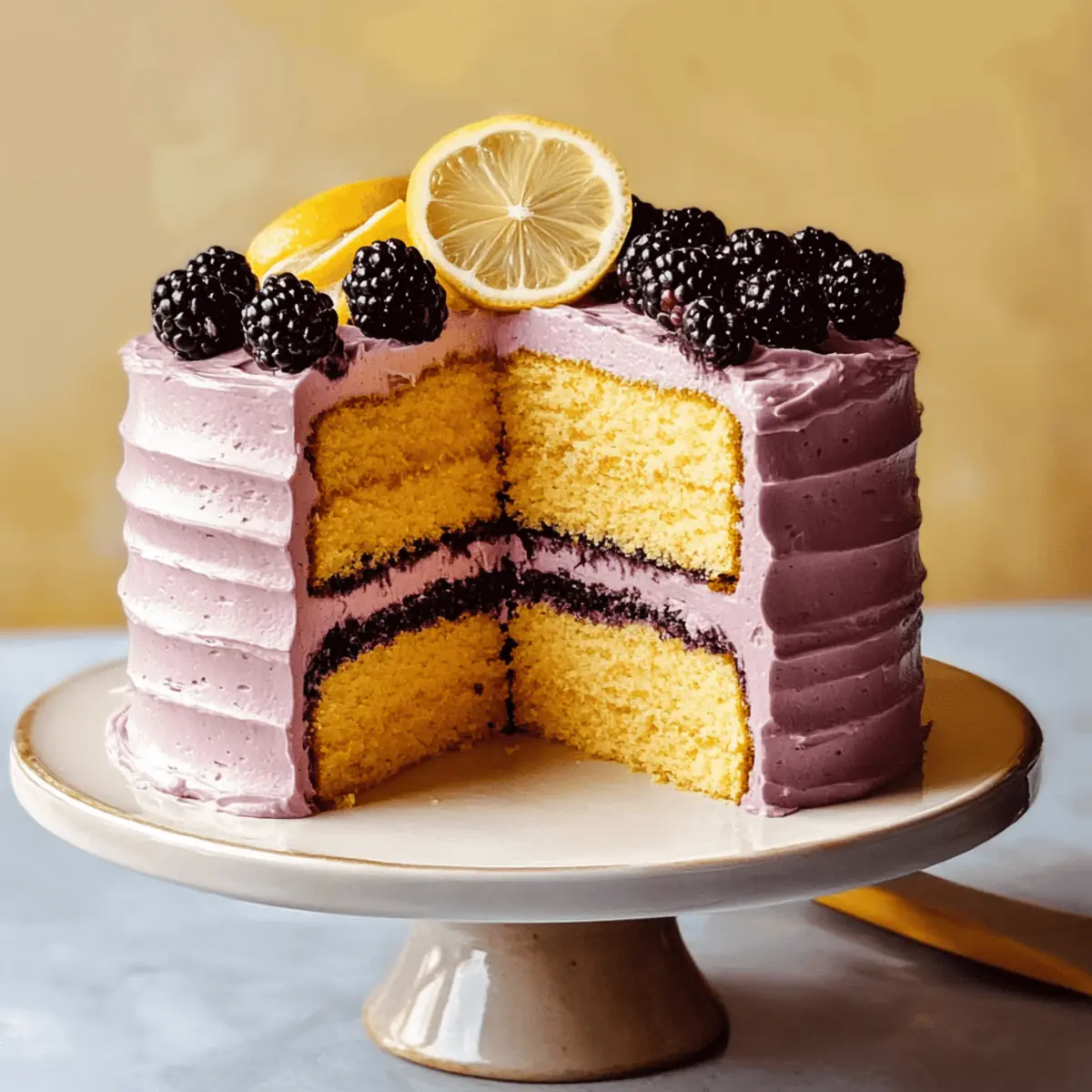 Lemon and Blackberry Stripe Cake