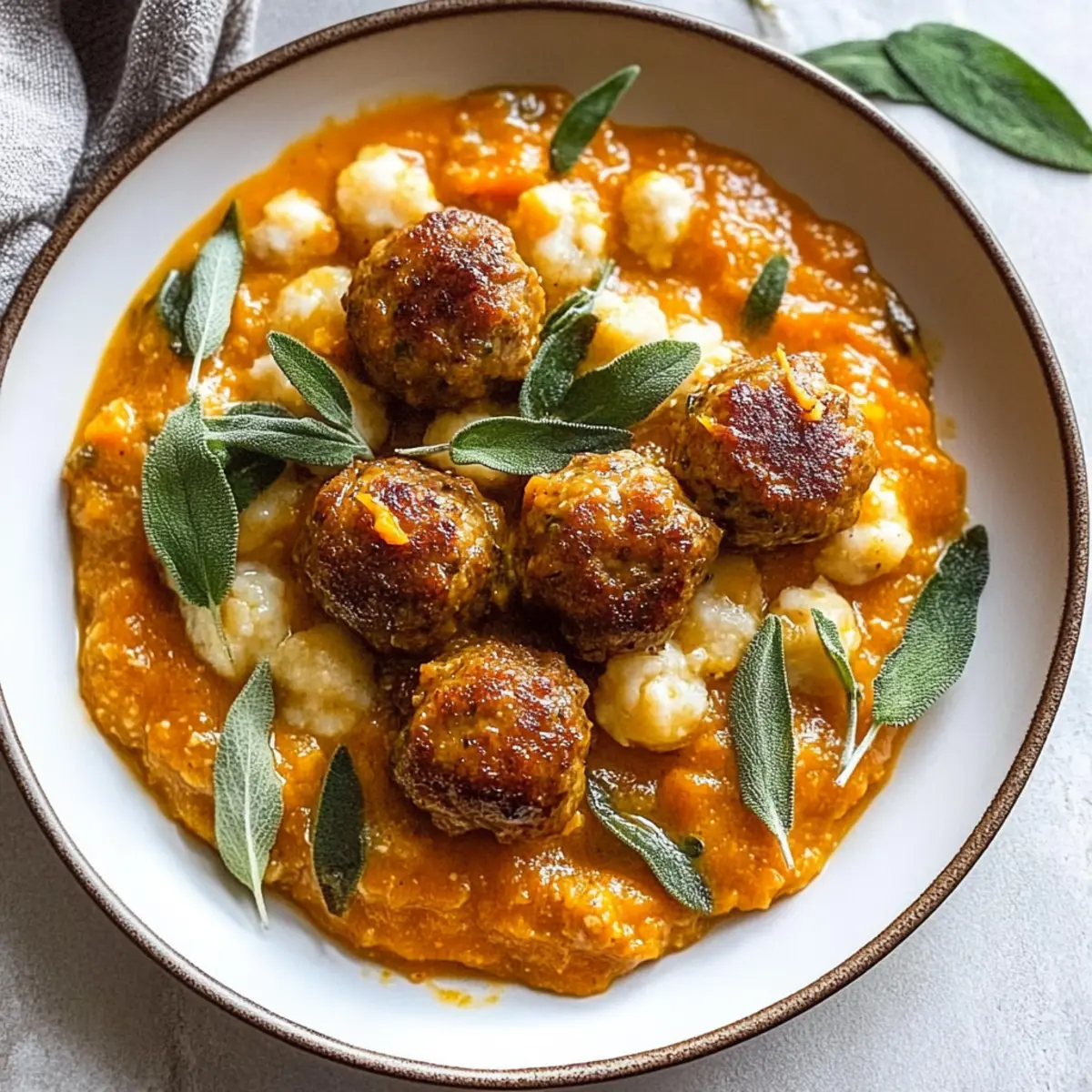 Turkey Meatballs in Pumpkin Sage Sauce