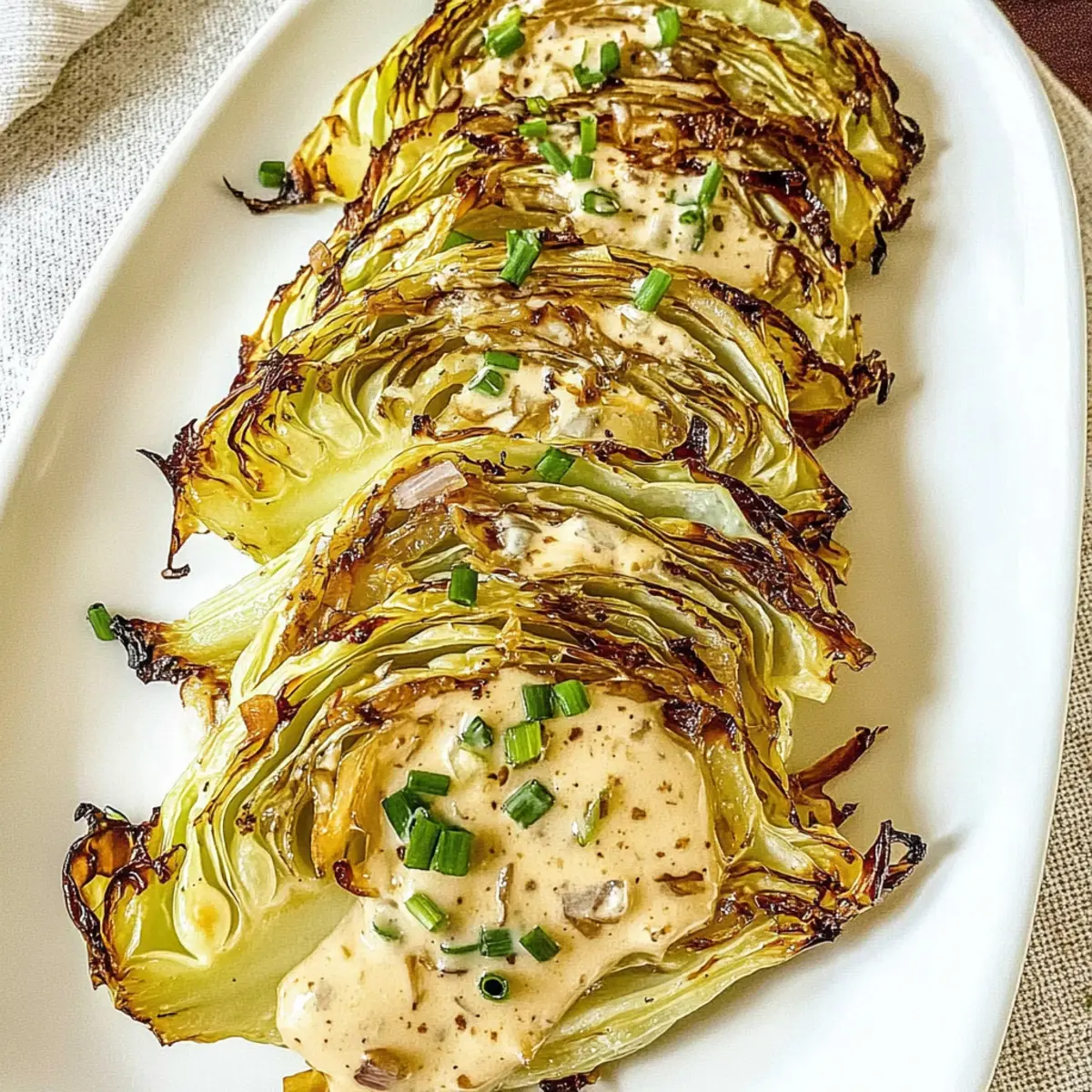 Roasted Cabbage with Amazing Onion Dijon Sauce