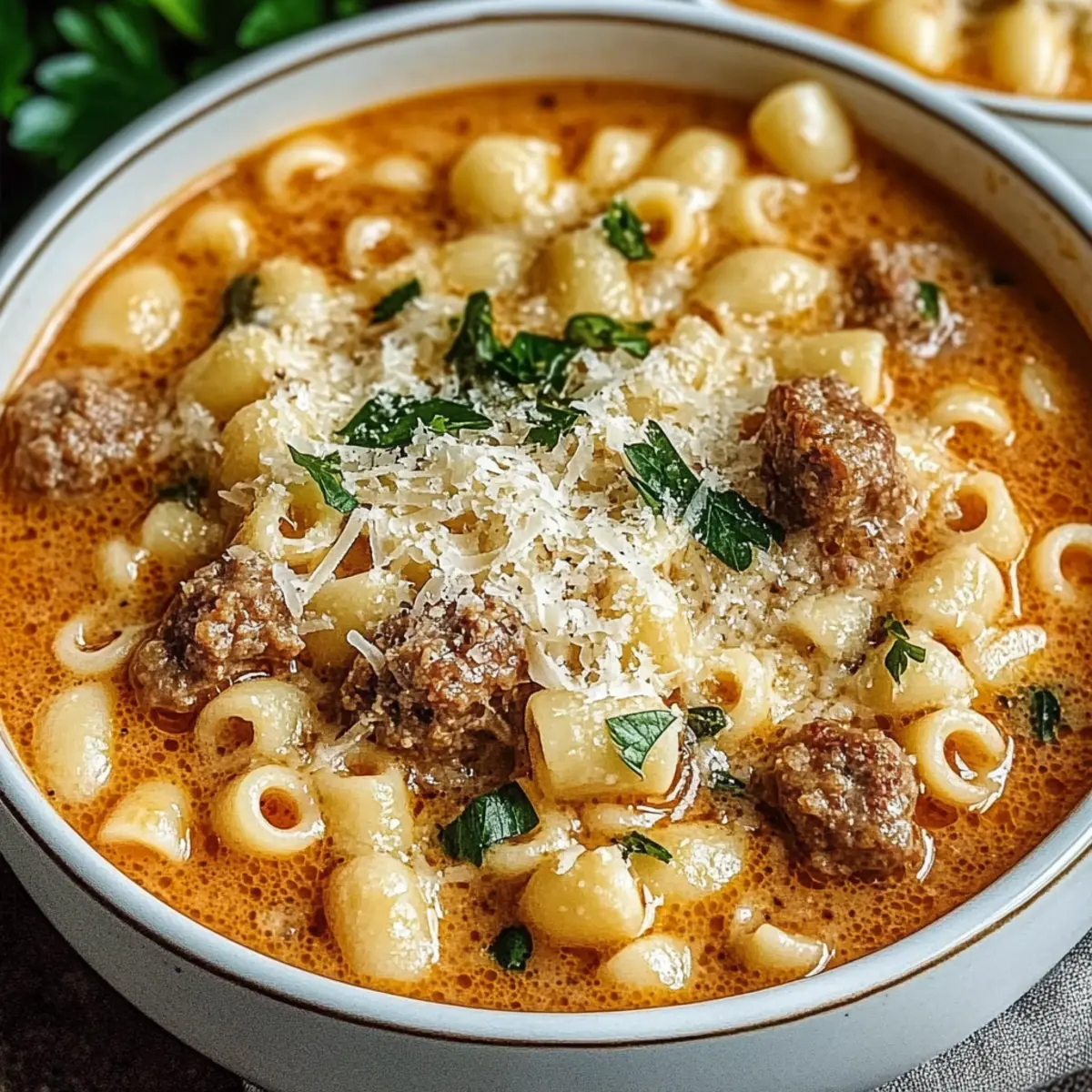 Parmesan Italian Sausage Ditalini Soup