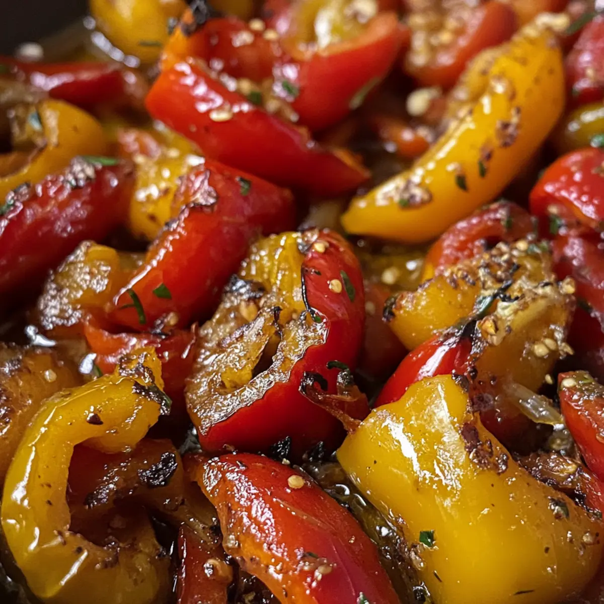 Pan-Roasted Peppers with Garlic Infused Sauce