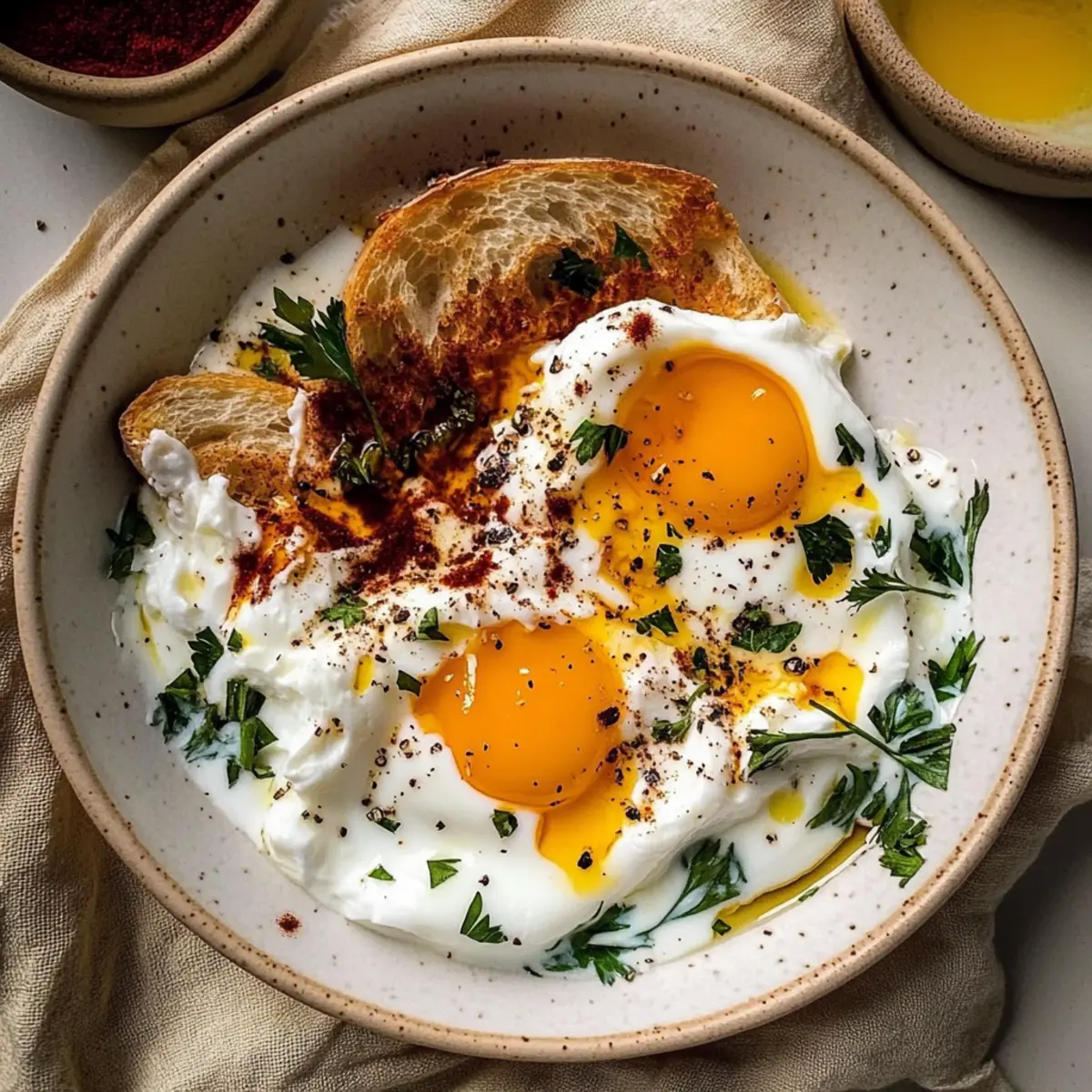 Turkish Eggs with Creamy Yogurt & Butter Sauce