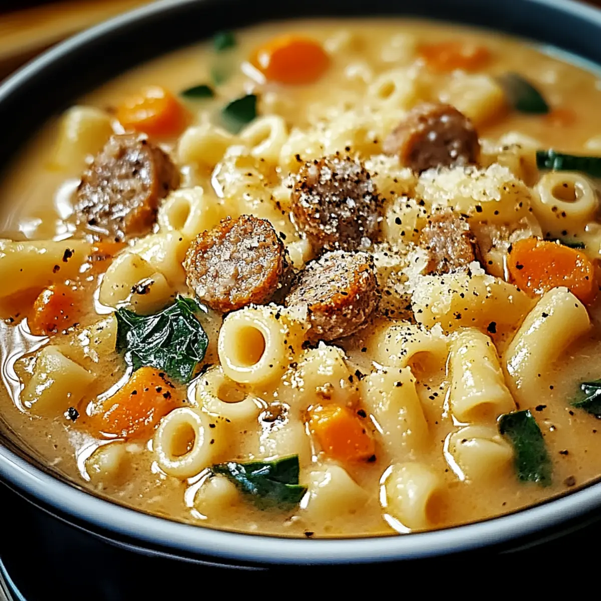Creamy Parmesan Italian Sausage Ditalini Soup