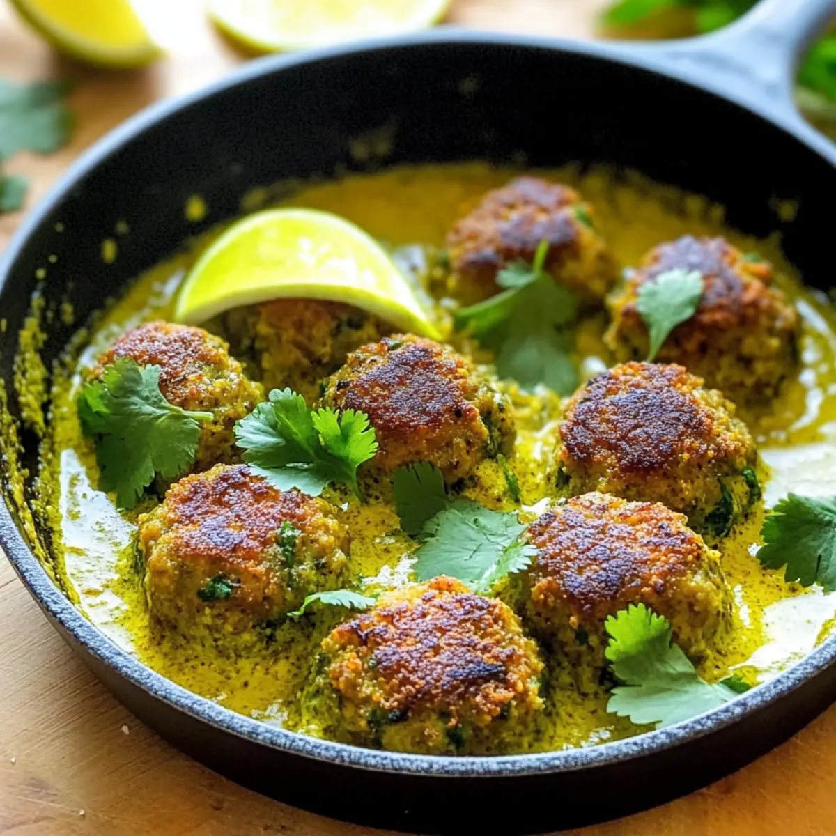 Vegetarian Meatballs In Coconut Turmeric Sauce