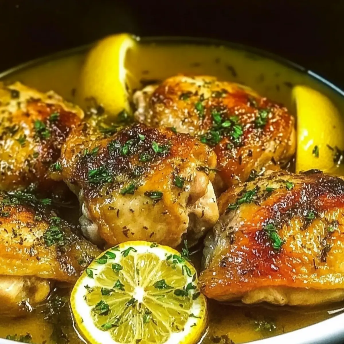 Crockpot Lemon Garlic Chicken Thighs