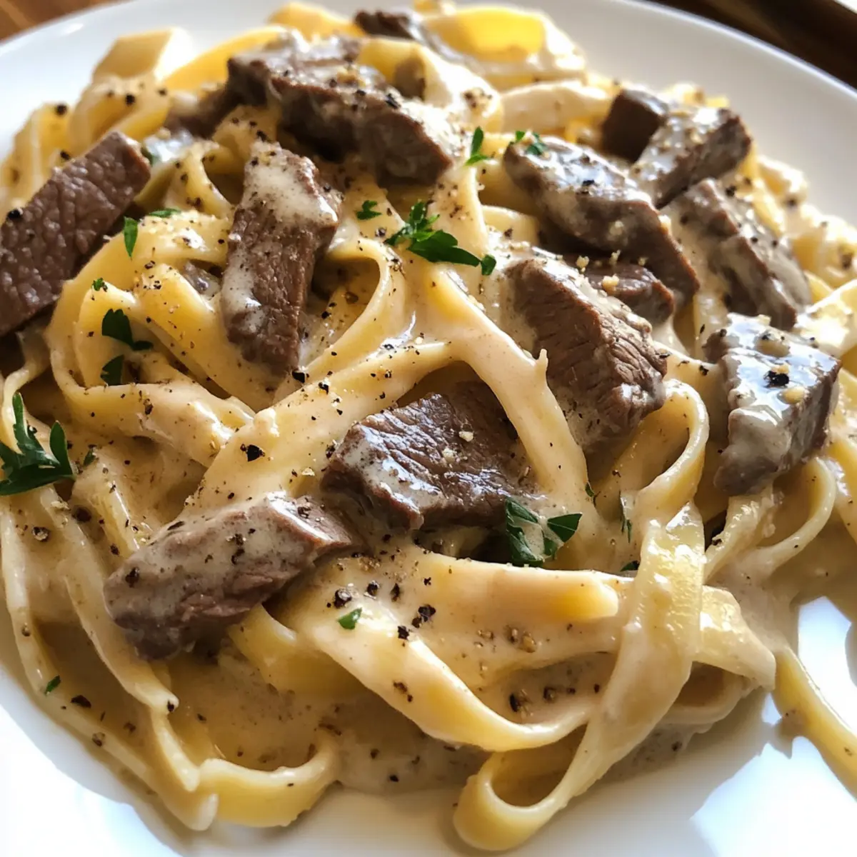 Creamy Garlic Beef Pasta