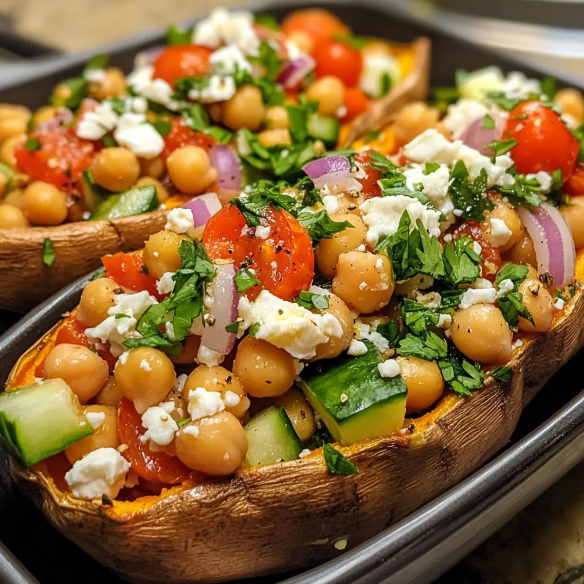 Mediterranean Stuffed Sweet Potatoes