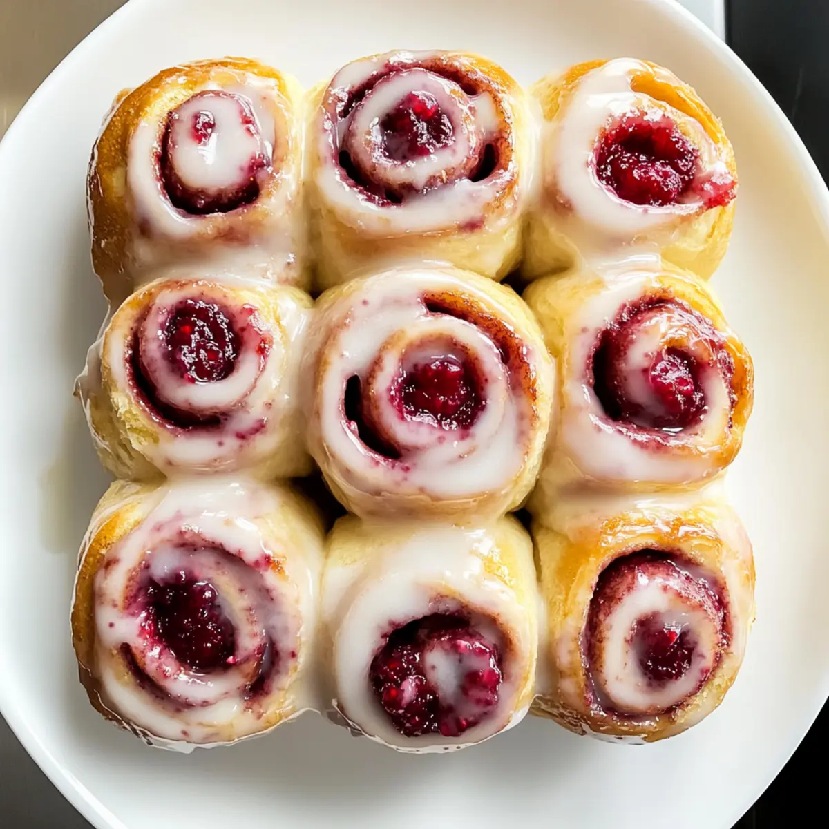 Raspberry Cinnamon Rolls with Lemon Glaze