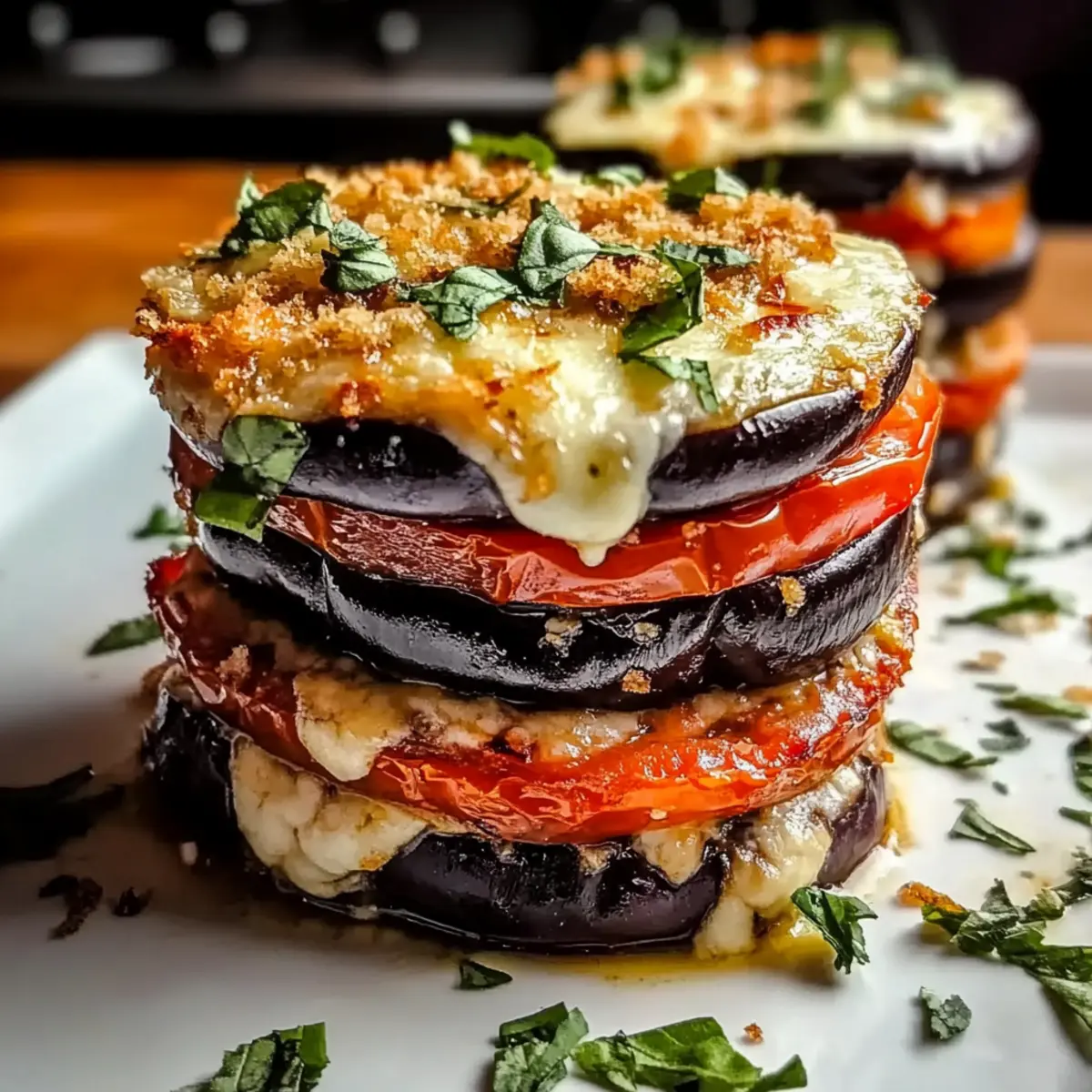 Baked Eggplant and Tomato Stacks
