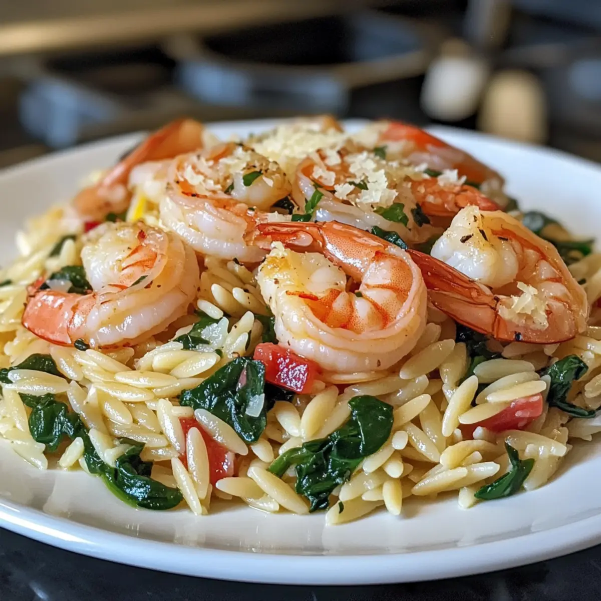 Shrimp Orzo In Lemon Garlic Sauce