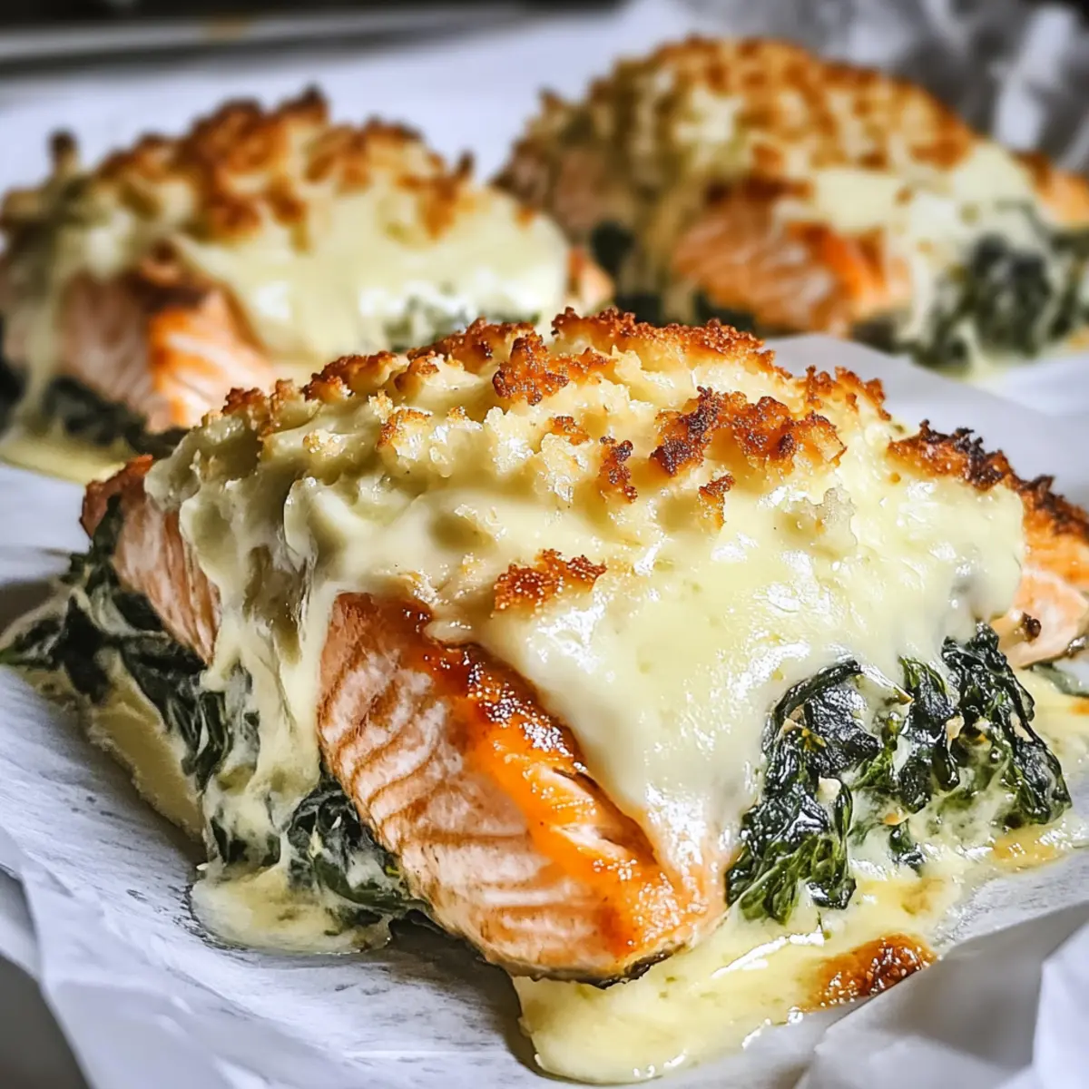 Baked Salmon with Spinach and Mozzarella Bliss