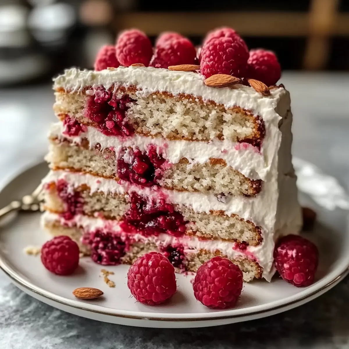 Vegan Almond Raspberry Cake