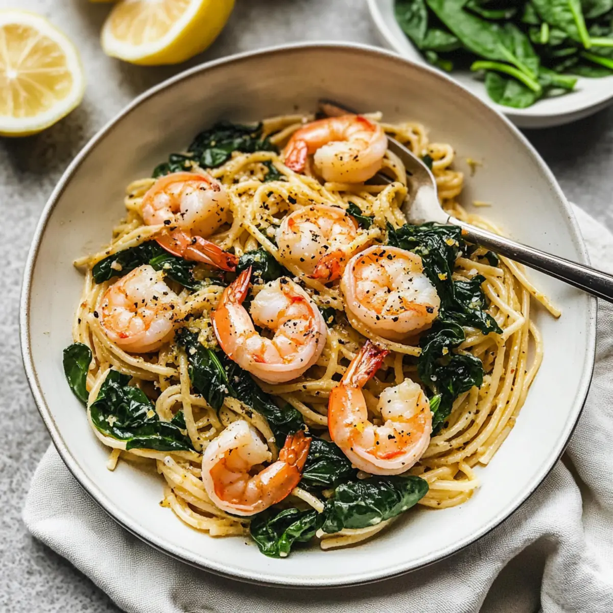 Lemon Garlic Shrimp Pasta With Spinach