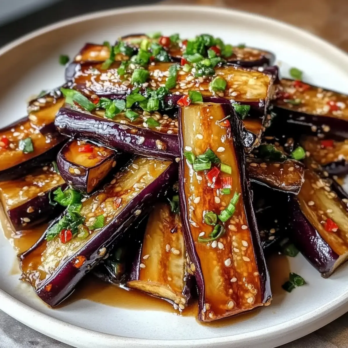 Crispy Eggplant Tossed in Garlic Soy Glaze