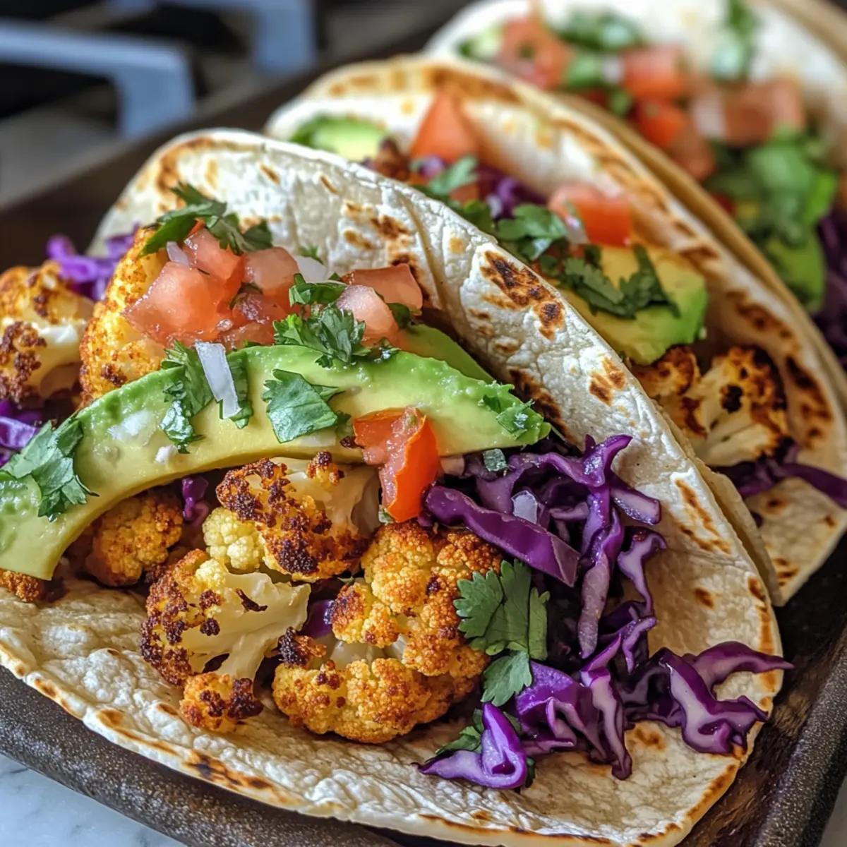 Garlic Roasted Cauliflower Tacos