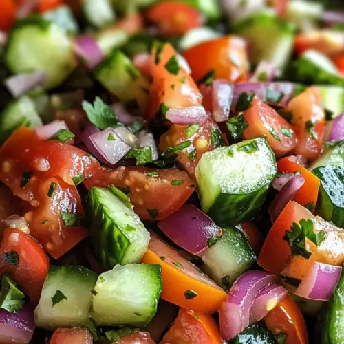 Mediterranean Salad with Cucumber, Tomato and Onion