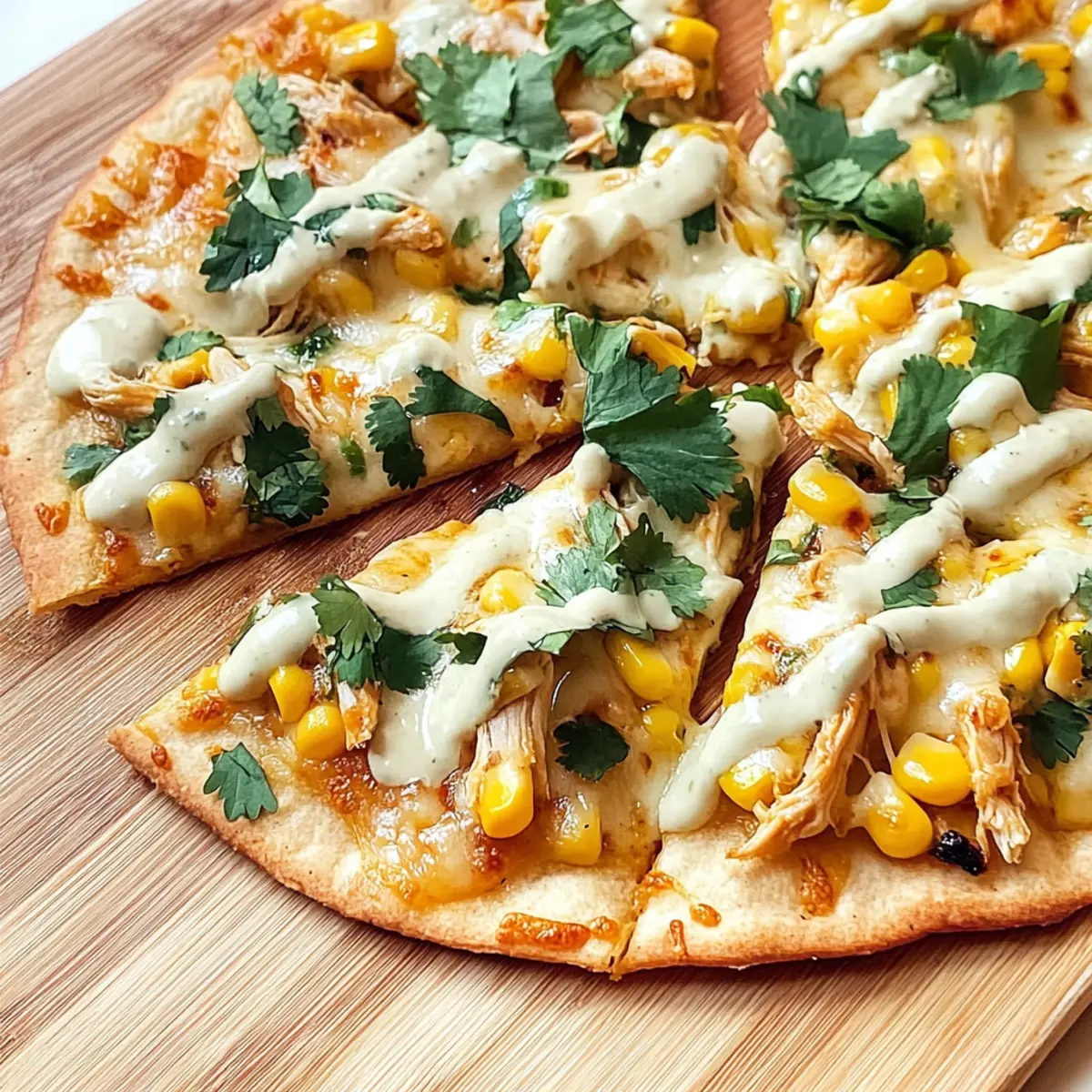 Mexican Chicken Flatbread with Elote Sauce