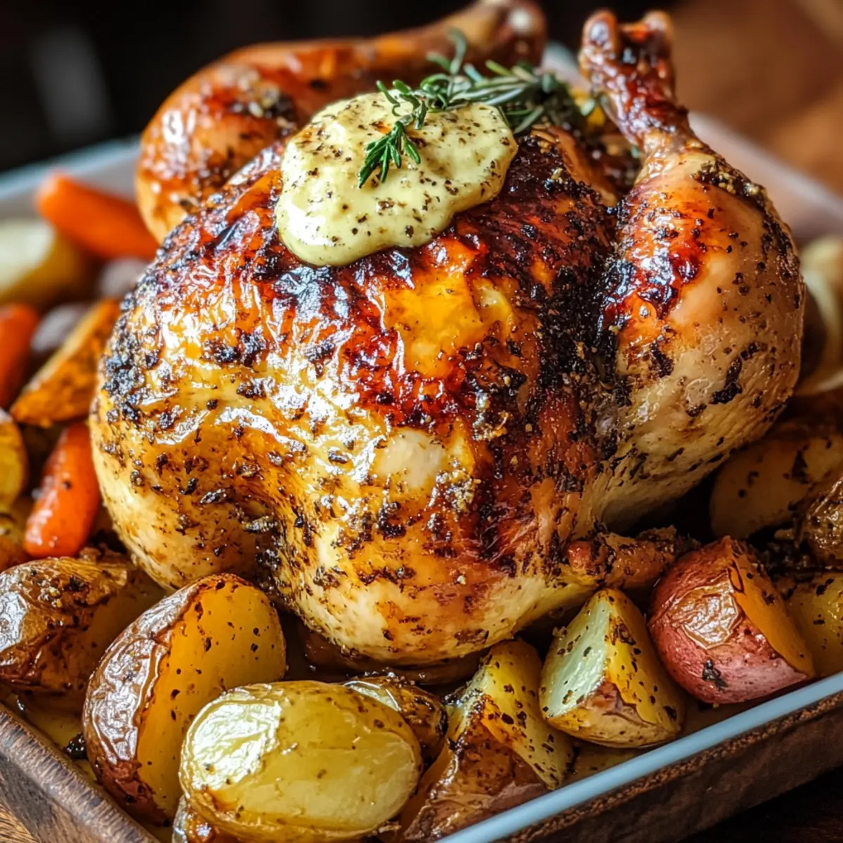 Whole Roasted Chicken with Creole Garlic Butter