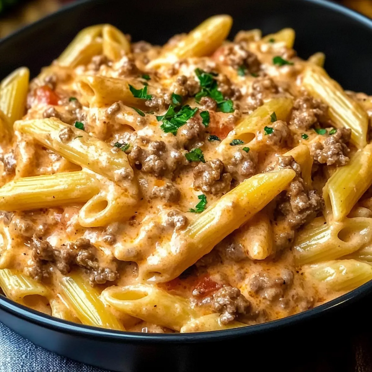 High Protein Creamy Beef Pasta