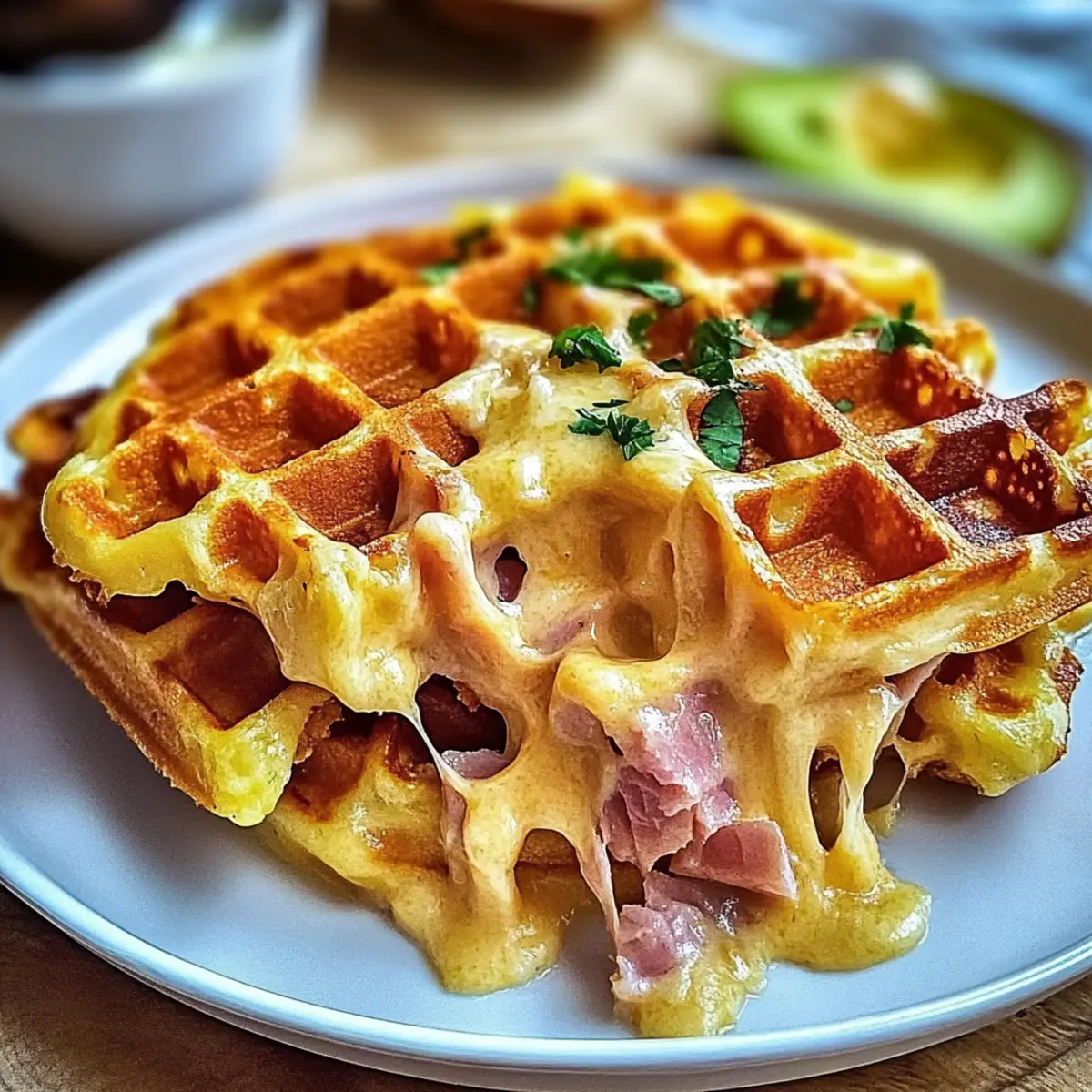 Crunchy Ham Cheese Chaffles