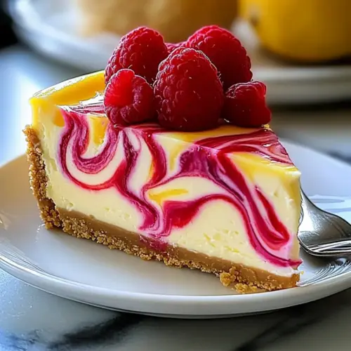 Lemon Raspberry Swirl Cheesecake