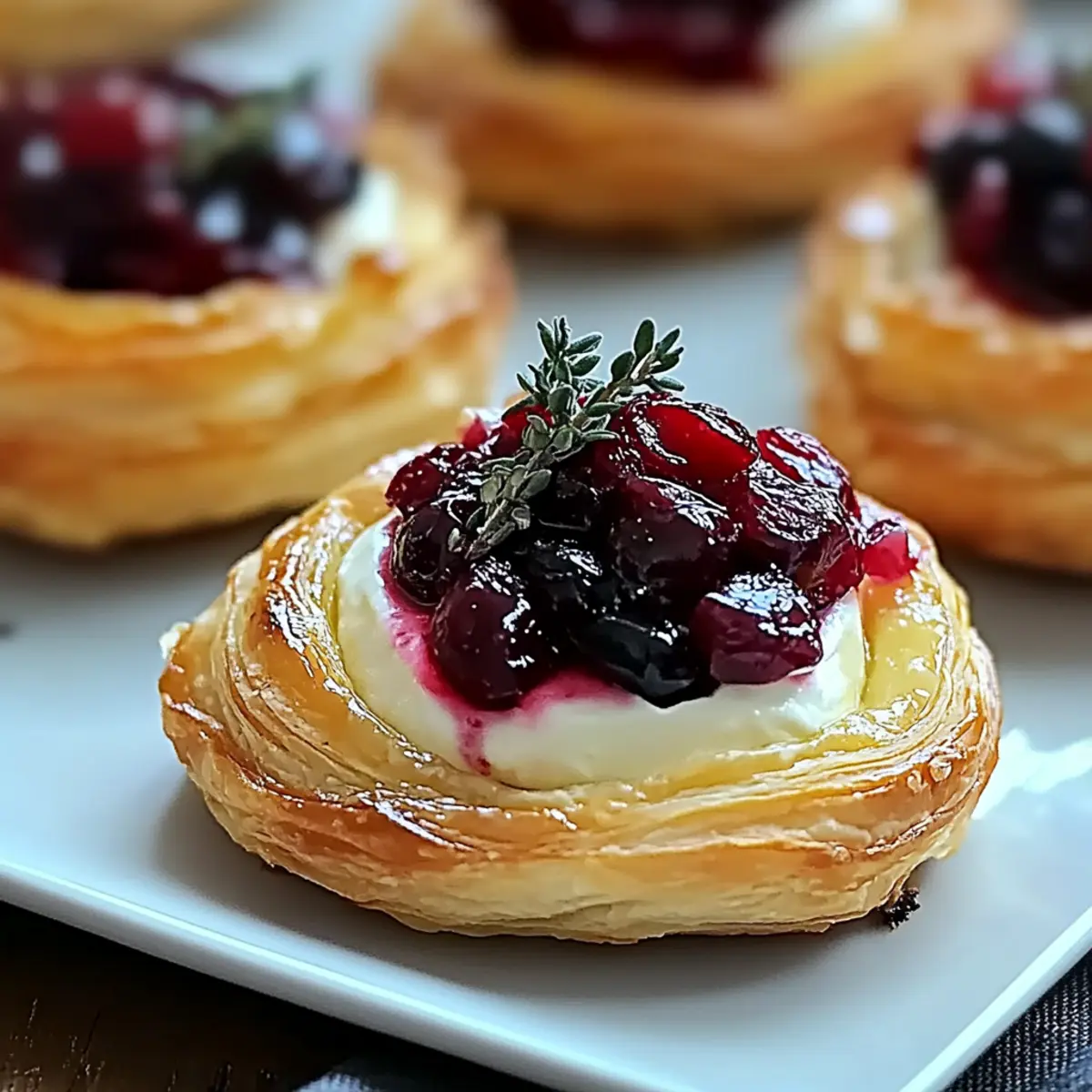 Cranberry Brie Puff Pastry Bites