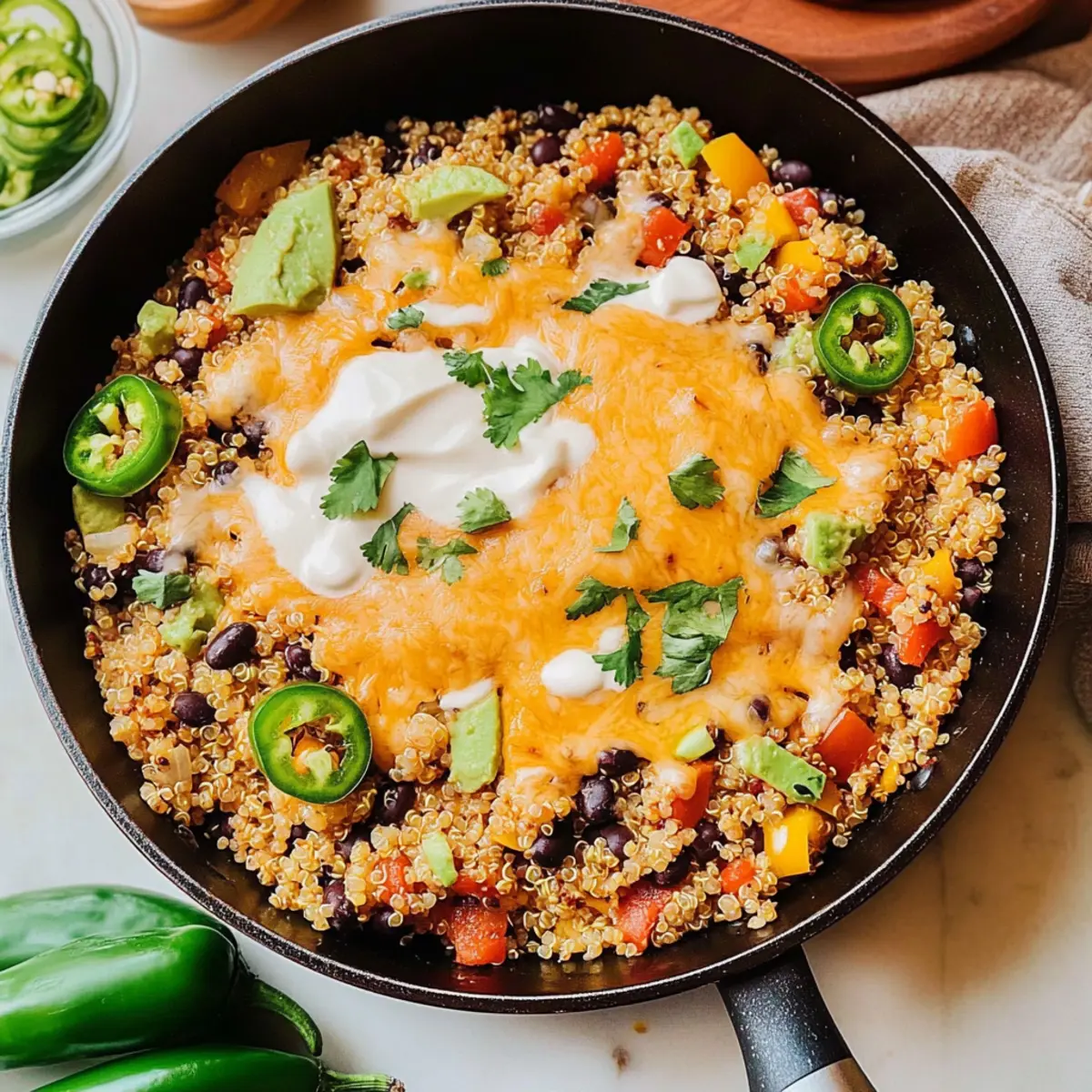 Cheesy Quinoa & Black Bean Taco Skillet