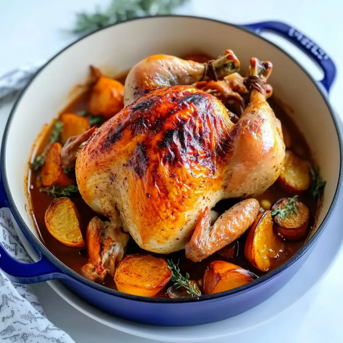 Juicy Dutch Oven Whole Roasted Chicken
