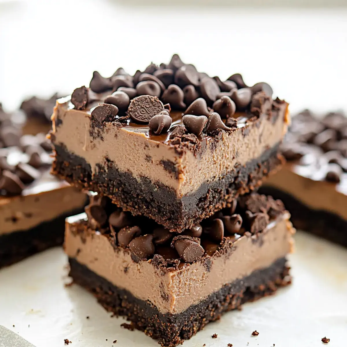 Death-By-Chocolate No Bake Cheesecake Bars